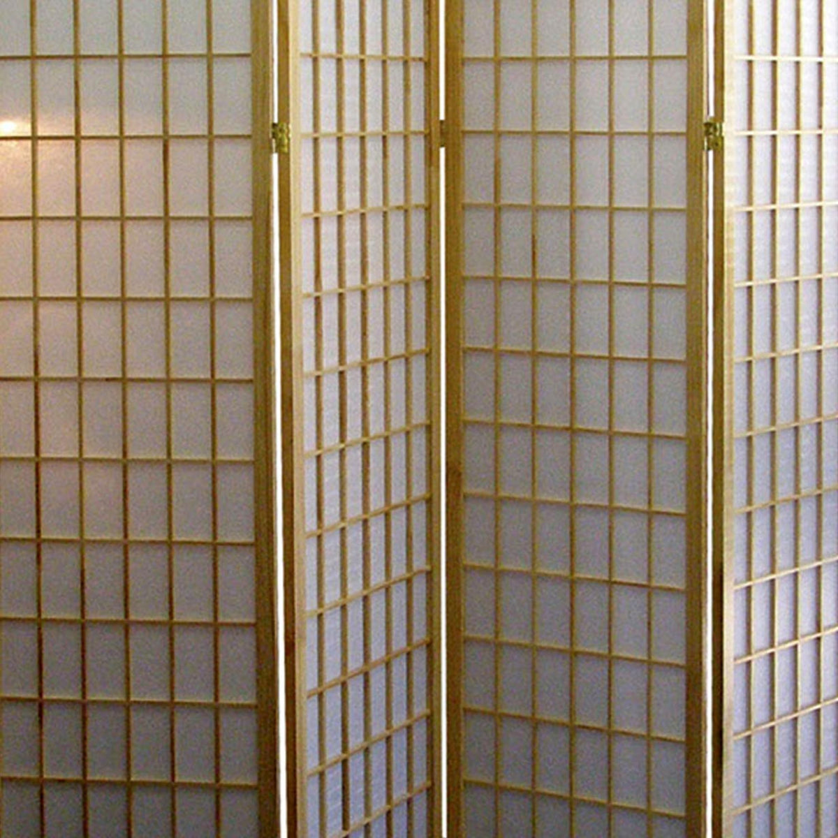 70" Tall 4 Panel Screen, Room Divider, Japanese Style with Natural Wood