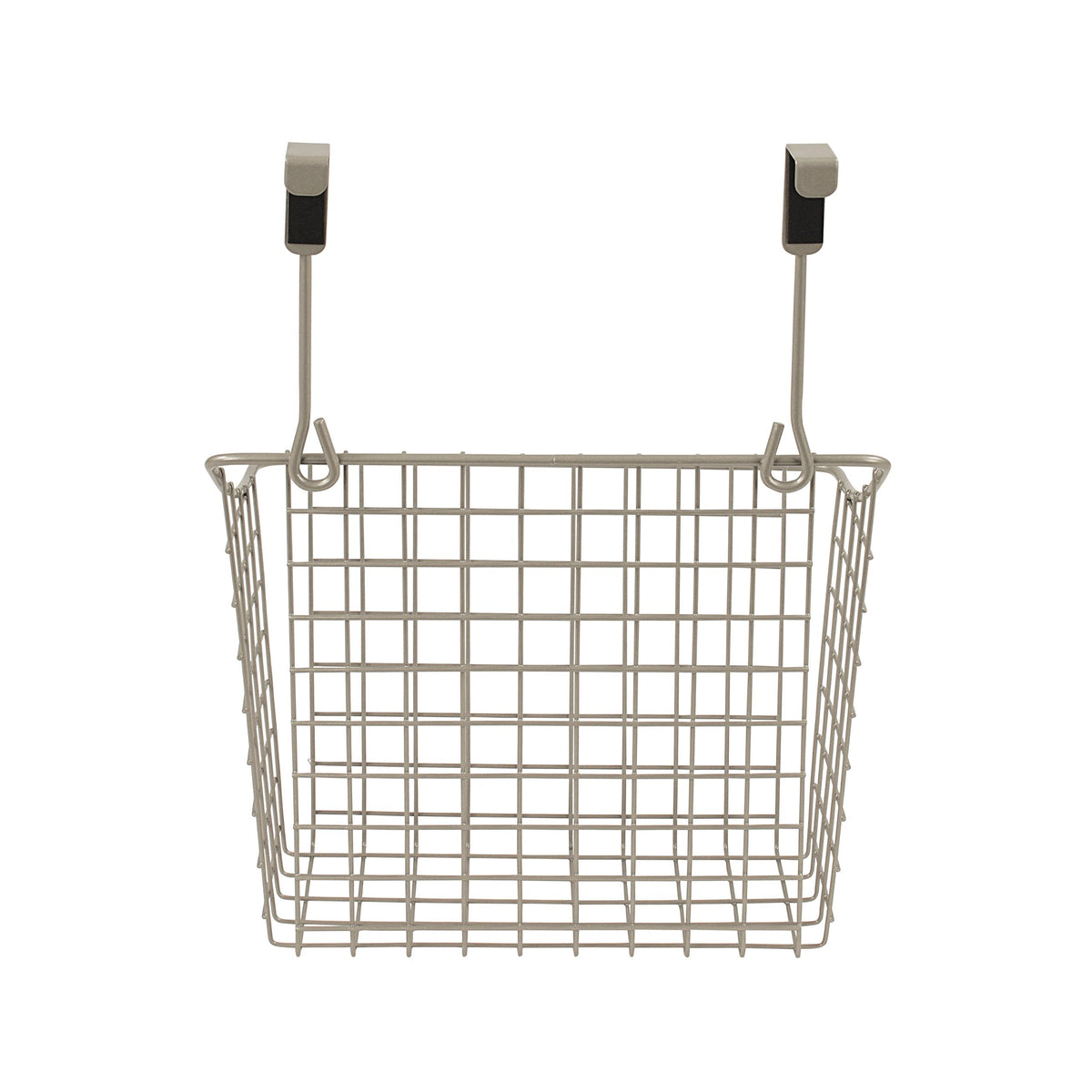 Spectrum Hanging Baskets for Organizing (Large, Satin Nickel) - Grid Over the Cabinet Wire Basket for Kitchen or Bathroom - Door Hanging Storage Organizer for Cleaning Supplies, Washcloths, & Towels