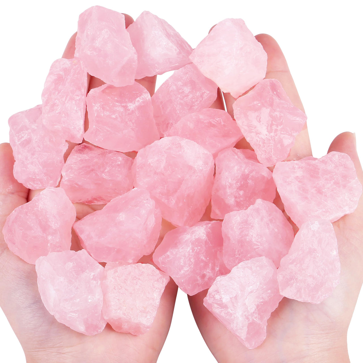 QINJIEJIE Rose Quartz Crystals Natural Healing Crystal Raw Bulk Gemstones Large 1" Rough Stones lesale Rocks for Tumbling Cabbing Fountain Decoration Polishing Cutting Wicca Reiki
