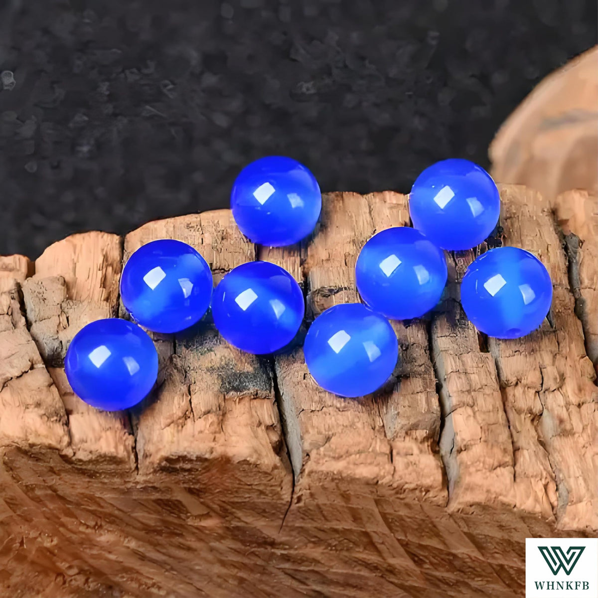 WHNKFB 6mm 100PCS Natural Blue Agate Round Beads, Smooth Polished Loose Stone Beads for Jewelry Making Craft - 4mm 6mm 8mm 10mm Options with Free Elastic Cord