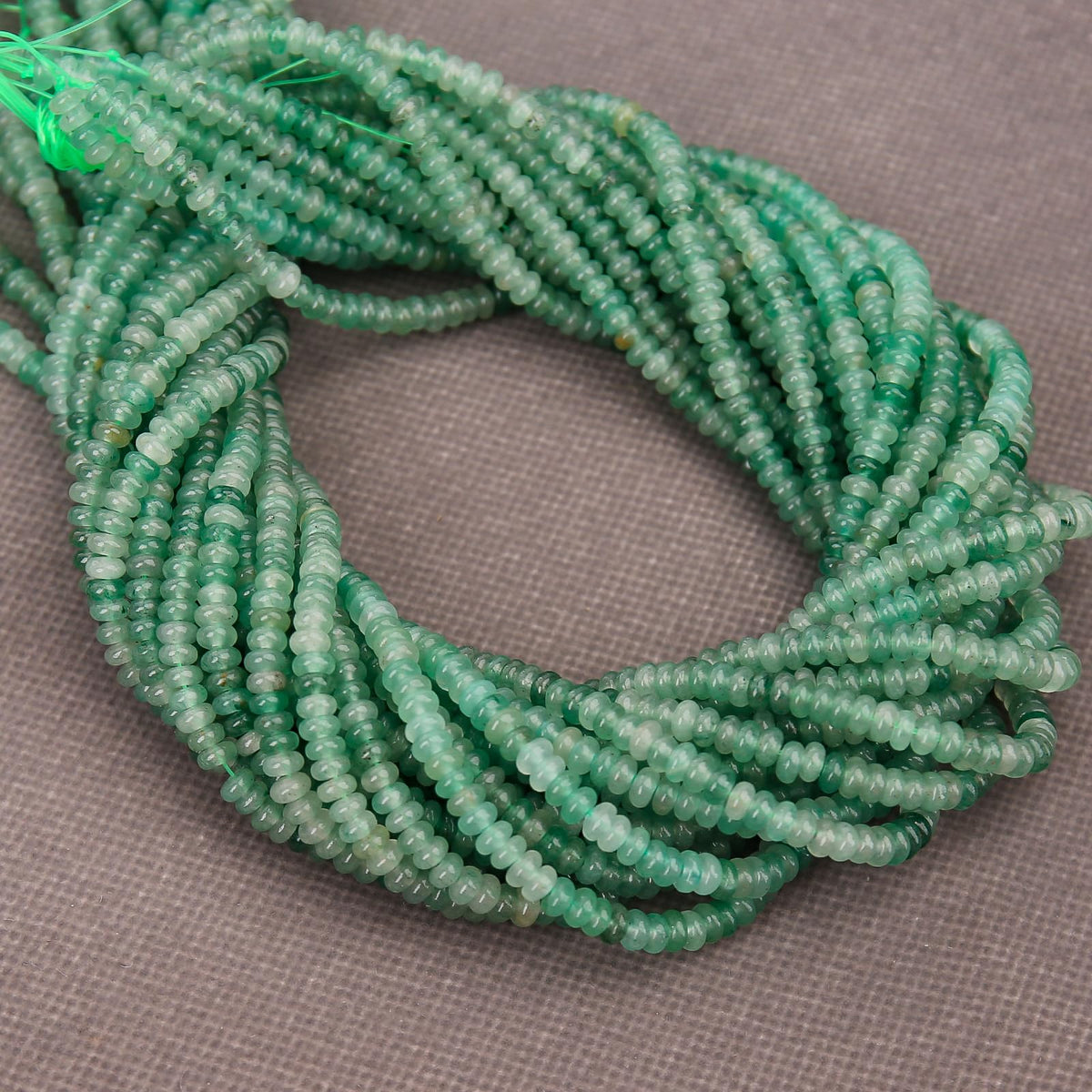 BONNY BOXX 1 Strand (150PCs) Natural 2 * 4mm Green Aventurine Rondelle Beads, Natural Abacus Disk Stone Beads Loose Spacer Gemstone for DIY Bracelet Necklace Jewelry Making