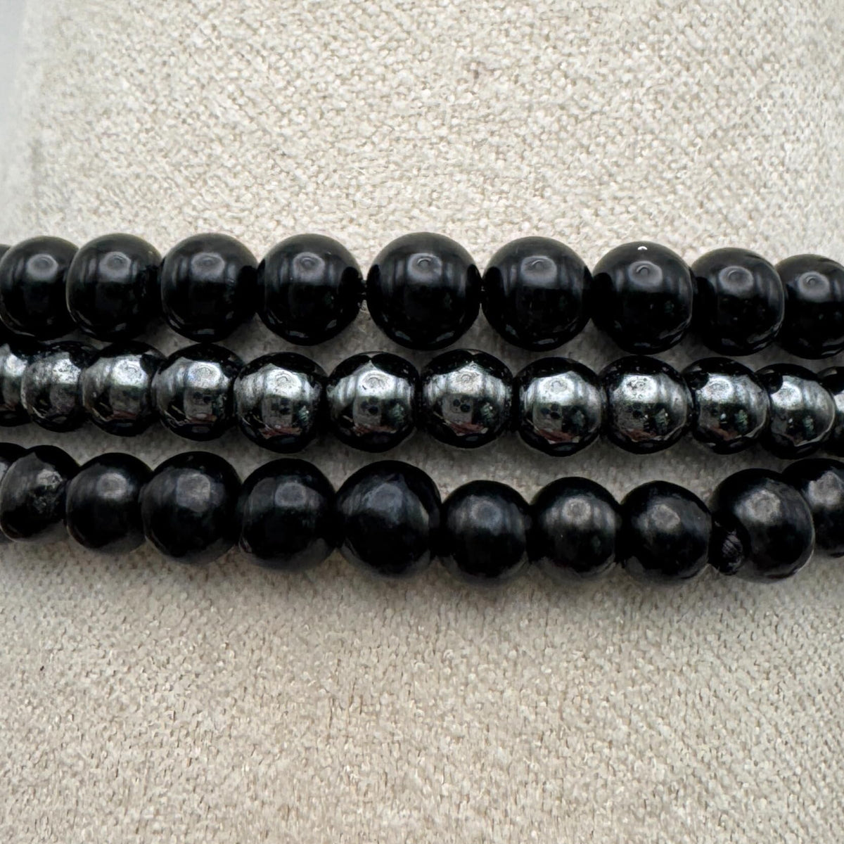 Protection Crystal Bracelet Stack 4mm – Healing Stone Beaded Bracelets – Black Tourmaline, Shungite, and Hematite, Spiritual Energy Jewelry for Shielding Negativity, Energetic Armor– Elastic, Unisex, Gift-Ready