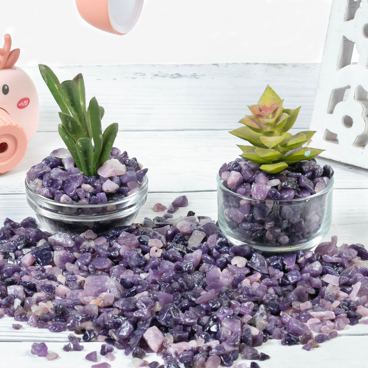 Crocon 1/2 LB Crushed Lepidolite Chips Bulk Stones 1100+ Carats Natural Quartz Pieces Irregular Shape Gemstones for House Warming Gifts New Home and Chakra healing crystals Home Decor gifts for women