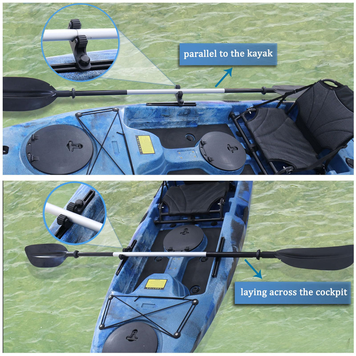 Huntury Kayak Track Paddle Holder, Save Kayak Track Space, Secure/Remove Paddles Fishing Nets and Fishing Poles, Track Mount Accessories