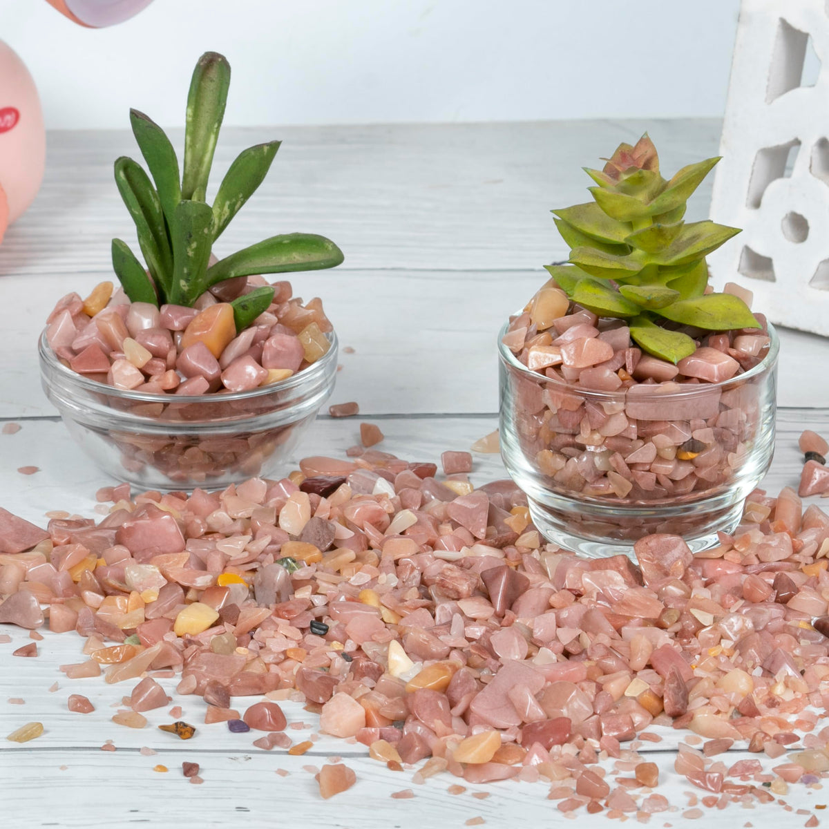 Crocon 1/2 LB Crushed Pink Opal Chips Bulk Stones 1100+ Carats Natural Quartz Pieces Irregular Shape Gemstones for House Warming Gifts New Home and Chakra healing crystals Home Dcor gifts for women