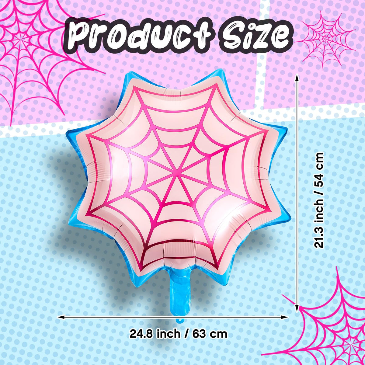 Soulchen 25" Spider Birthday Party Balloon Cartoon Characters Themed Party Decor Foil Large Spider Webs Balloons for Cartoon Carnival Theme Birthday Decorations(12 Pack,Pink)