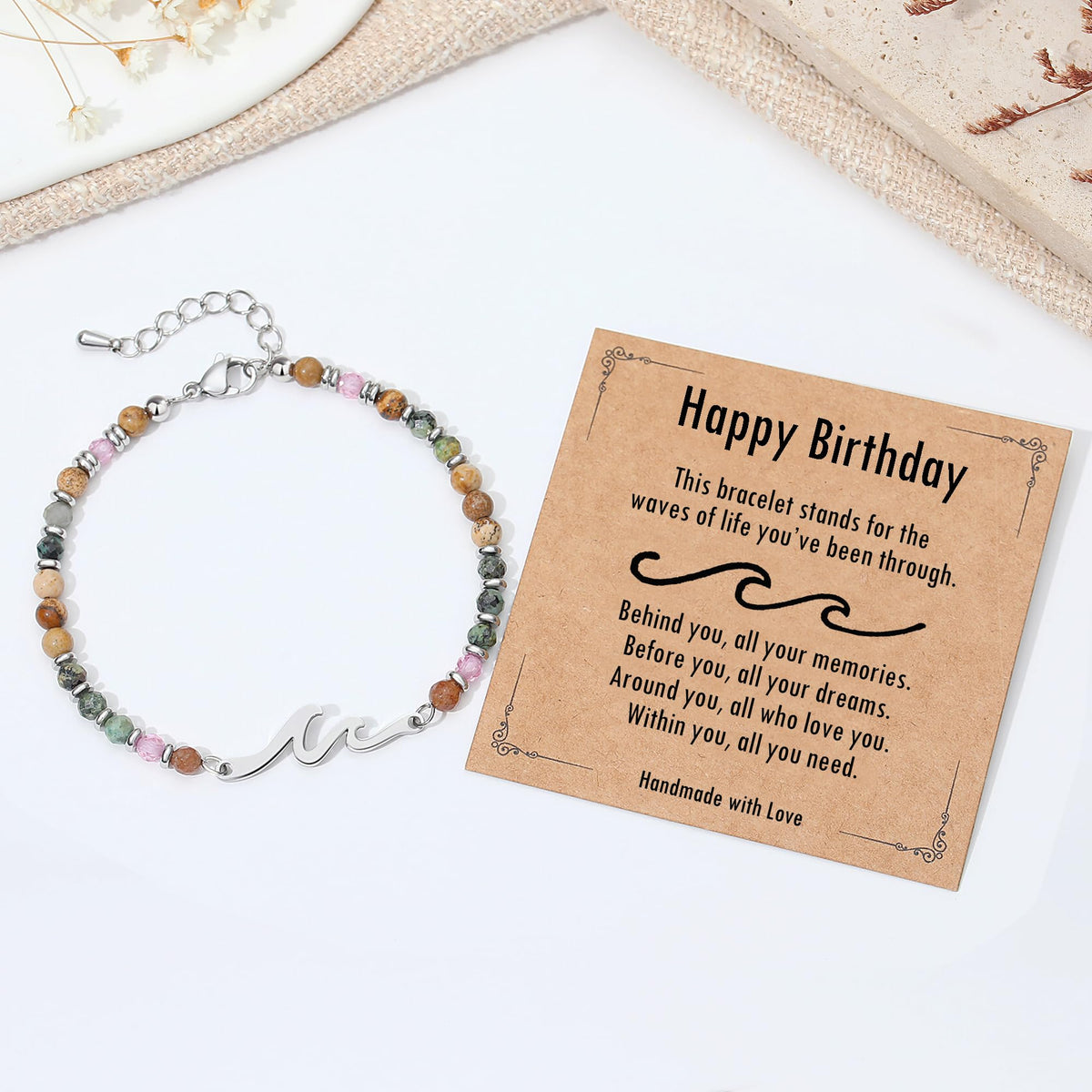 TONY & SANDY Birthday Gifts for Women, 30th 40th 50th 60th 70th 80th Birthday Gifts for Women Unique, Wave Bracelet, Happy Bday Presents for Her, Best Friend, Mom, Sister, Daughter, Wife