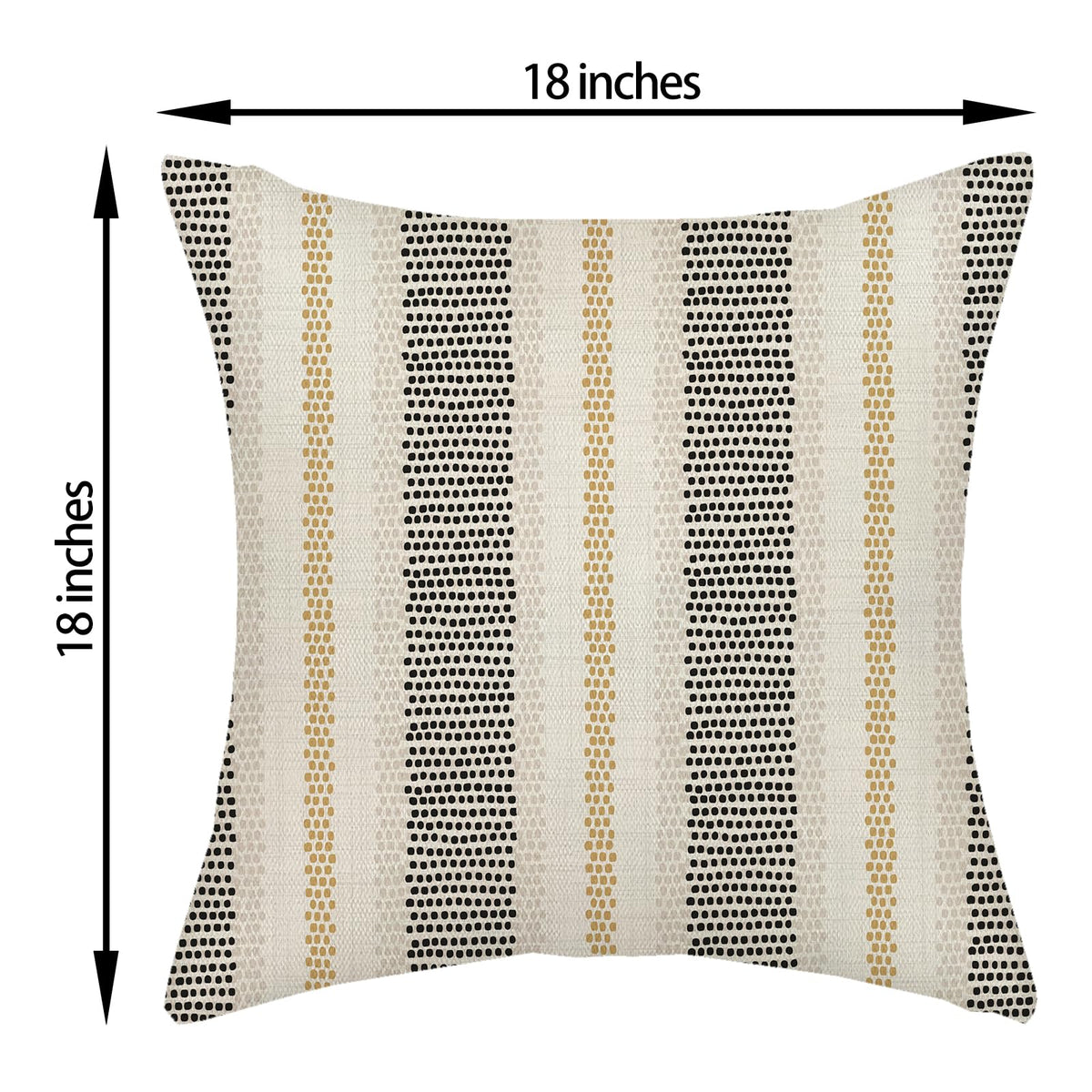 DAFENA Black Pillow Covers 18x18 Inch 2 Pcs Boho Mustard Yellow Polka Dots Striped Decor Throw Pillows Modern Geometric Outdoor Farmhouse Decoration Pillowcase Linen Cushion Cover for Couch Sofa