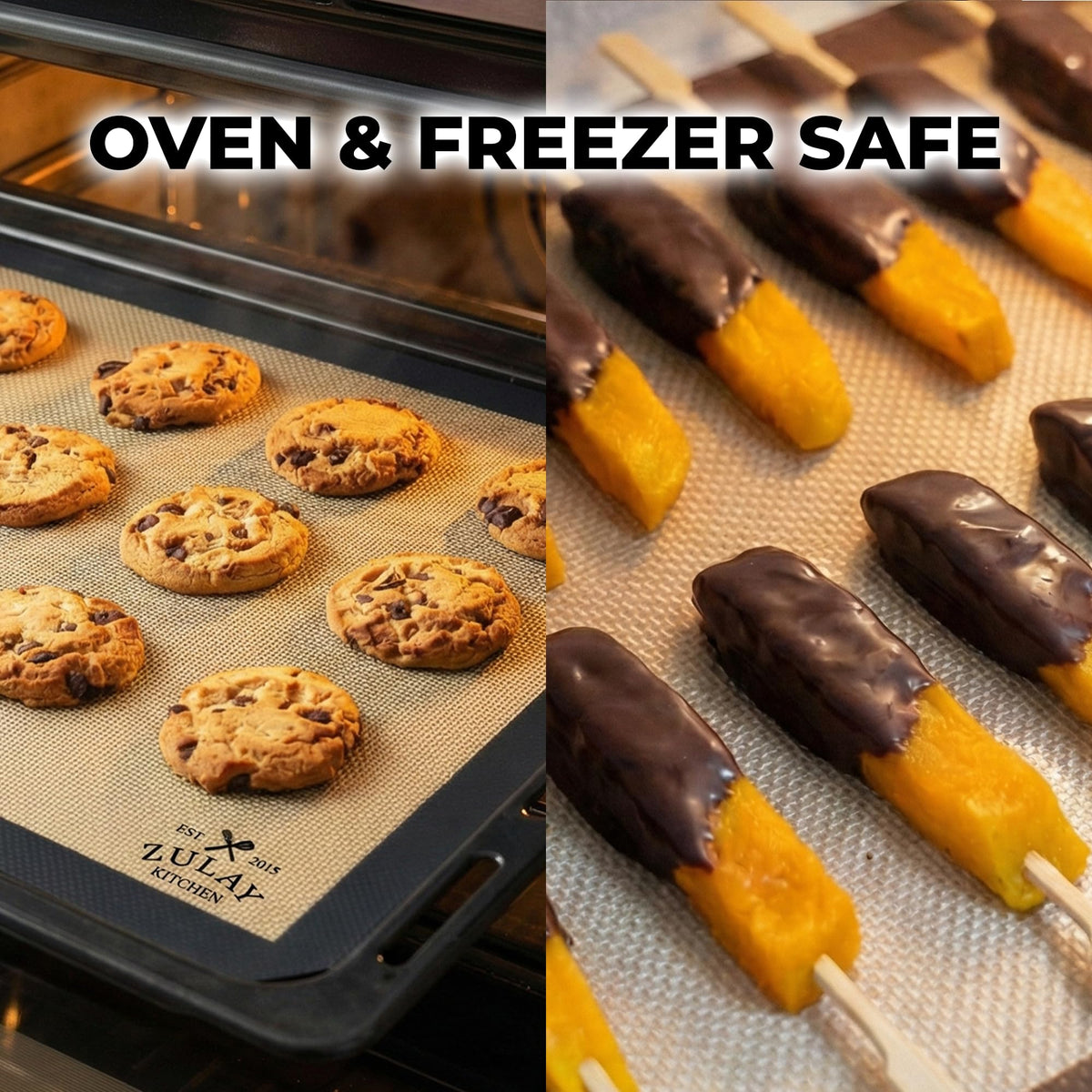 Zulay Kitchen Silicone Baking Mat Set – 2-Pack 16.5″ × 11.6″ Reusable Non-Stick Silicone Baking Sheets, Food-Safe, Heat-Resistant up to 250°F – Perfect for Cookies, Pastries & Oven Use (Dark Gray)