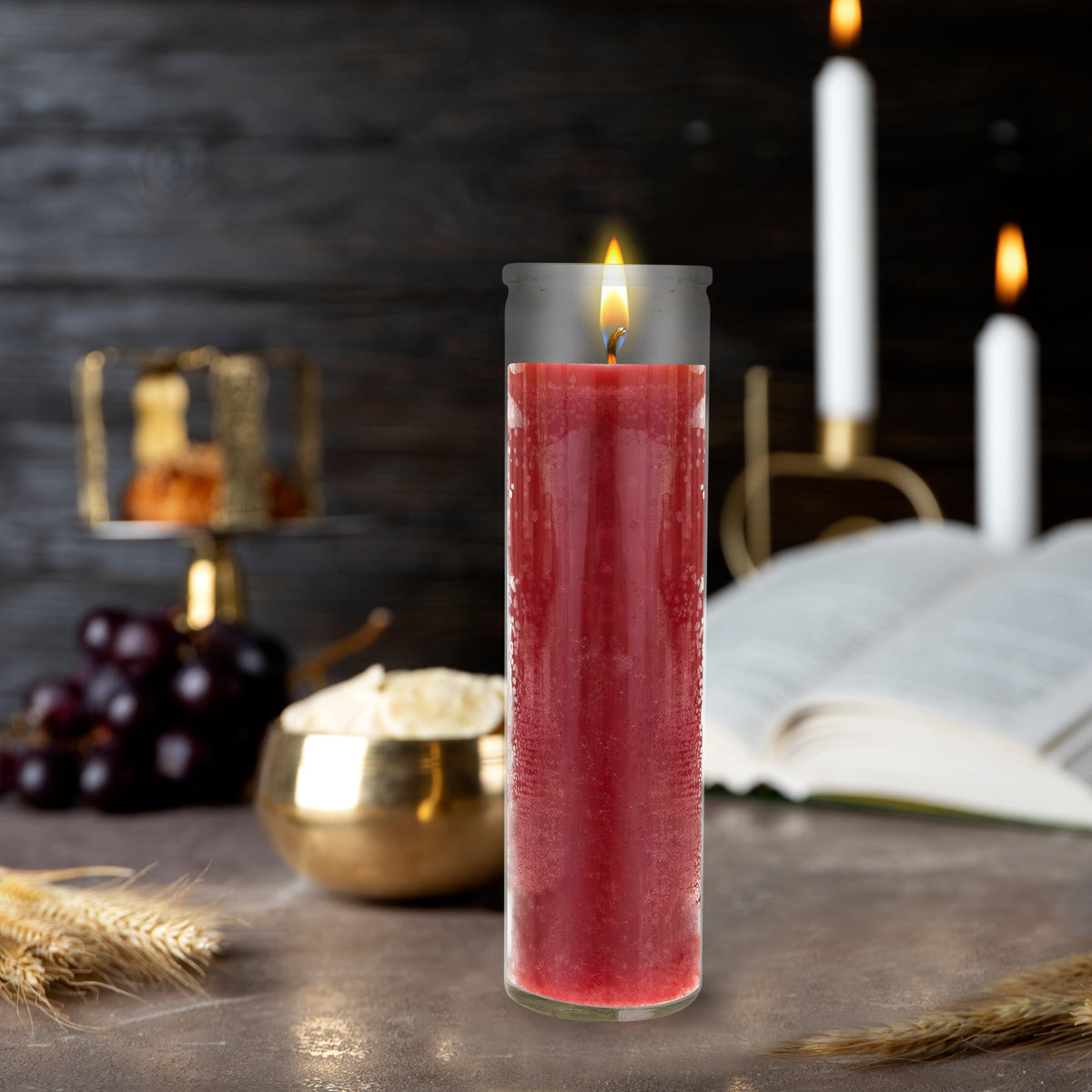 Mega Candles 1 pc Unscented Red 7 Day Glass Container Devotional Prayer Candles, Premium Wax Candle 2 Inch x 8 Inch, Sanctuary, Vigils, Prayers, Blessings, Religious, Memorials, Remembrance