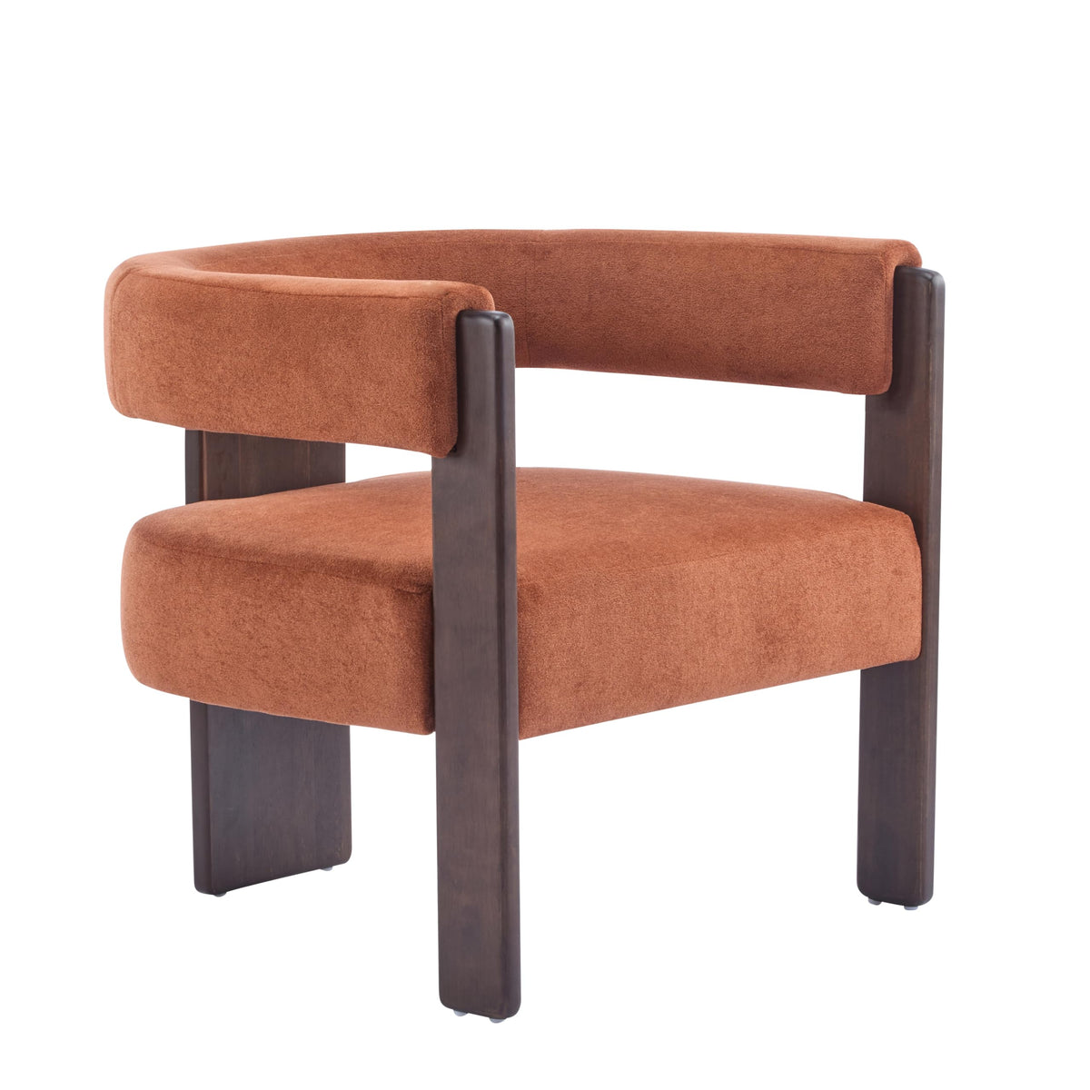 Christopher Knight Home Nettie Modern Accent Chair for Living Room, Velvet Fabric Single Lounge Sofa Chair with Wooden Frame, Comfy Reading Chair for Bedroom, Lounge Armchair with Cushion,Burnt Orange