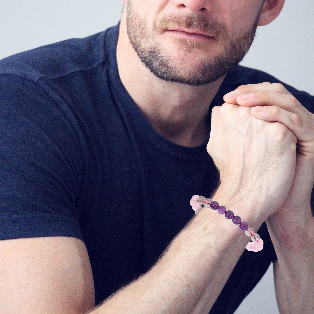 ANAYA AGATE Bracelet for Sleep Manifestation Rose Quartz Amethyst Smoky Quartz Bracelet Set - Healing Calming Anxiety Stress Relief Gifts Pulseras Para Hombres Mujer Stocking Stuffers