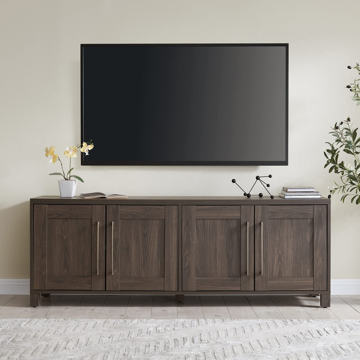 Henn&Hart Rectangular TV Stand for TV's up to 80" in Alder Brown, TV Stands for the Living Room