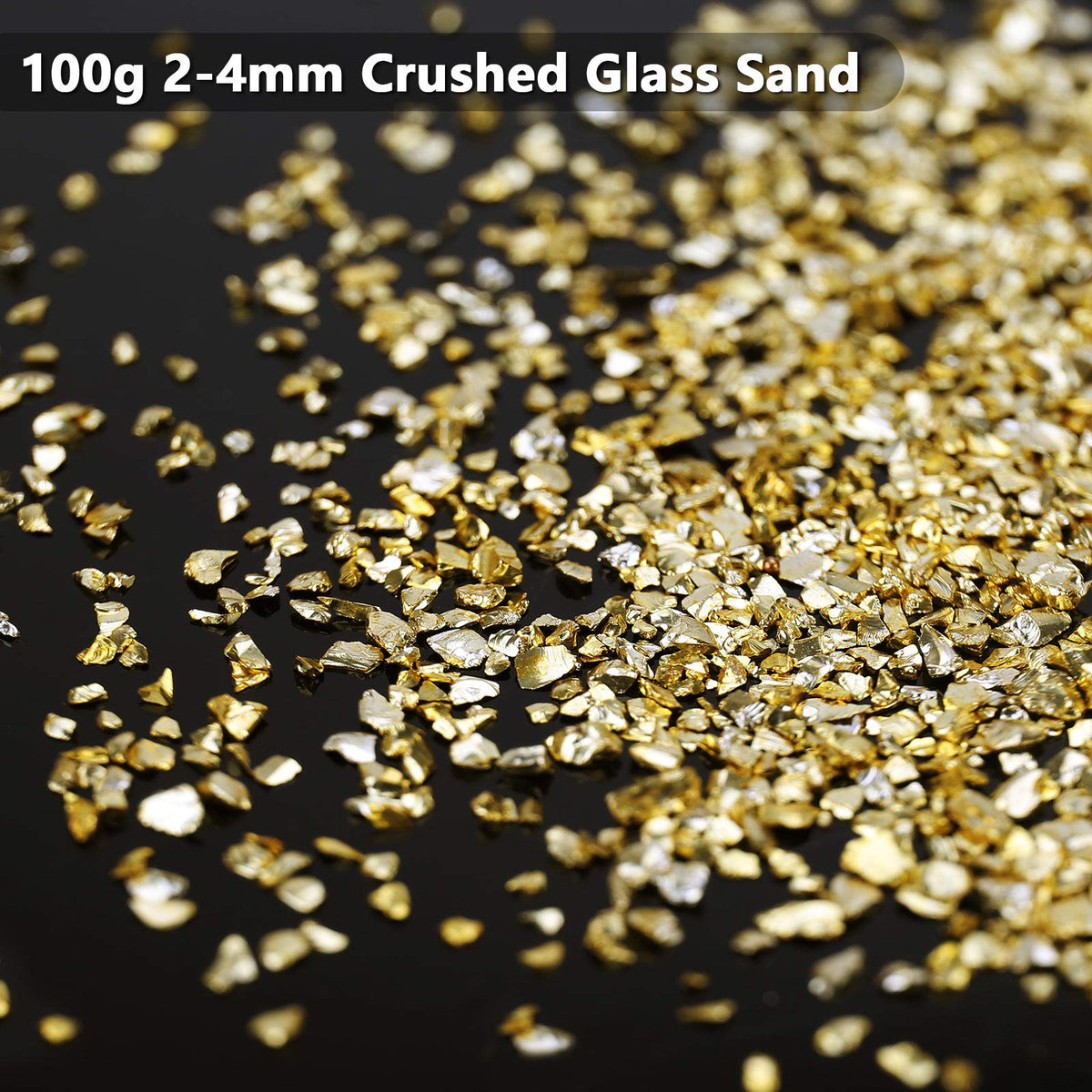 Irregular Crushed Glass Chips Sprinkles, 100g Metallic Chunky Glitter Stones for Nail Art, Resin Mold Filler, DIY Crafts, Vase Filler, Jewelry Making (Gold)