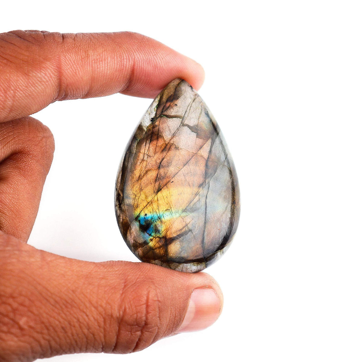 OdrillionGems Natural Labradorite Stone, Natural Gemstones and Crystals Cabochon Lot, DIY Jewelry Making Loose Gemstones, Chakra Healing Crystals, Wire Wrapping Cabochons, Pack of 5 (Large)