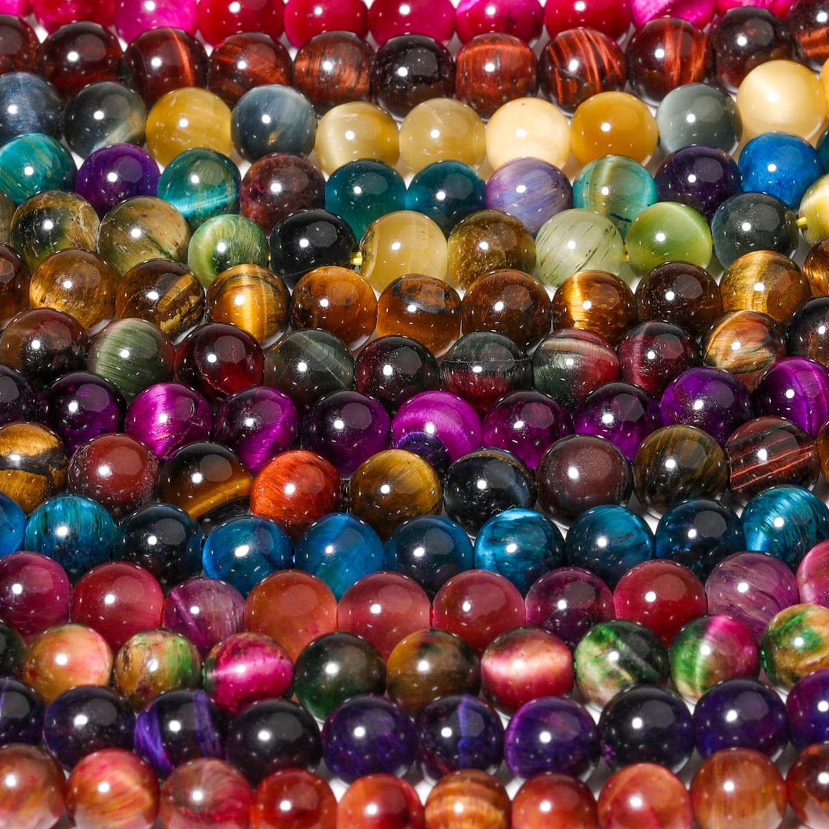 Yochus Natural Tiger Eye Beads, 90Pcs 4MM Onyx Agate Color Enhance Round Loose Beads Bulk, DIY Charm Smooth Gemstone Beads for Jewelry Making(6mm 8mm 10mm 12mm Beads)