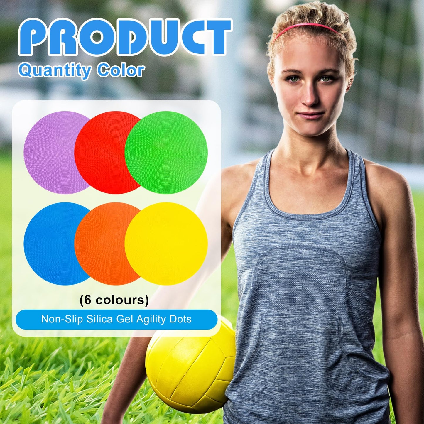WildTracks 9 inch Spot Markers Flat Field Cones, Non Slip Rubber Agility Markers Flat Field Cones for Soccer Basketball Sports Speed Agility Training (24 pcs)