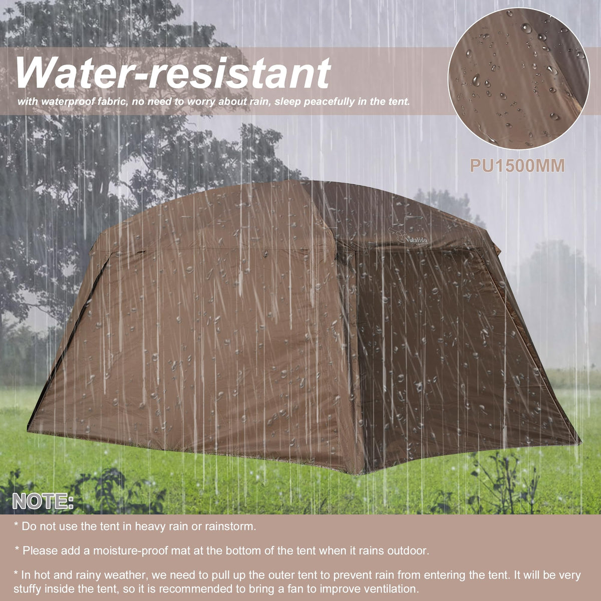 Vidalido 8-10 Person Camping Tent with 3 Door 2 Room Large Family Cabin Tents, Double Layer Waterproof Portable Glamping Tent, Big Tents for Outdoor Picnic Camping Hiking and Family Gathering
