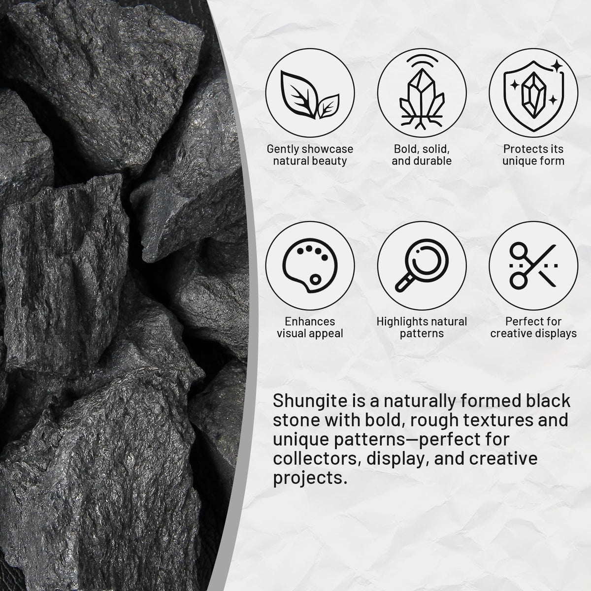 1.1lb Bulk Raw Shungite Rough Crystal- Natural Shungite Stone Raw Stones Crystal for Tumbling, Fountain Rocks, Decoration, Polishing, Wire Wrapping, Wicca & Reiki Crystal Healing