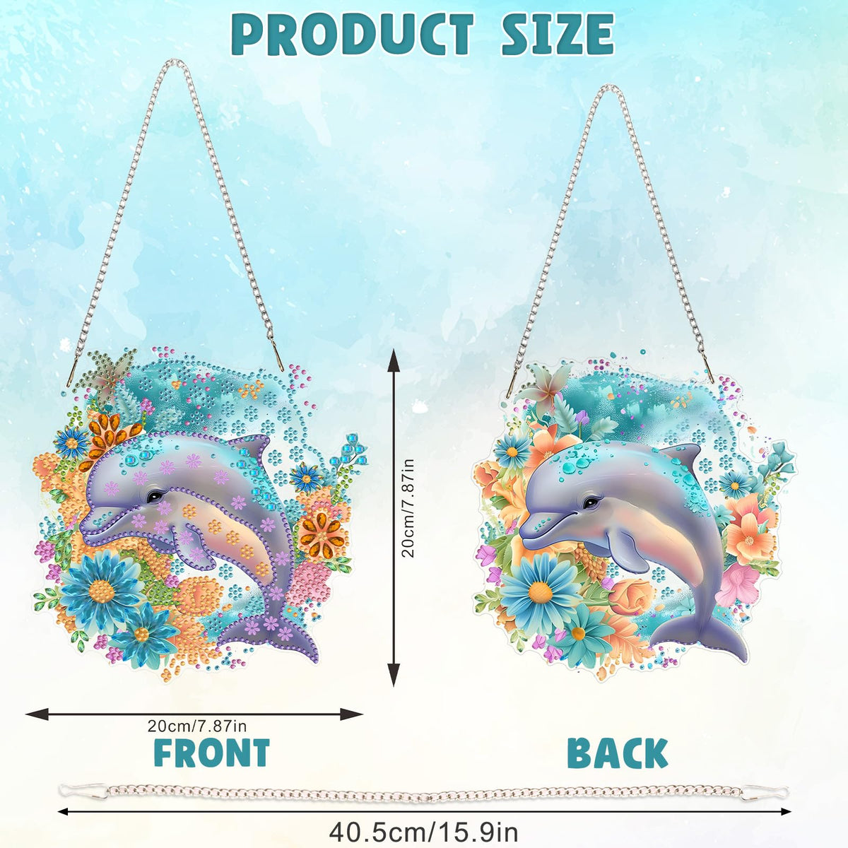 DOMROM Dolphin Diamond Art Hanging Kits for Adults Beginners, Special Shaped Crystal Diamond Painting Dolphin Pendant, DIY Diamond Art Suncatchers Animal for Home Garden Wall Decor Gift