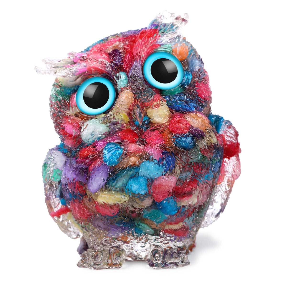 Reyife Hand-Carved Natural Crystal Owl Statue Reiki Healing Gemstone Animal Figurines Home Office Car Decoration The Best Gifts 2.4 inches
