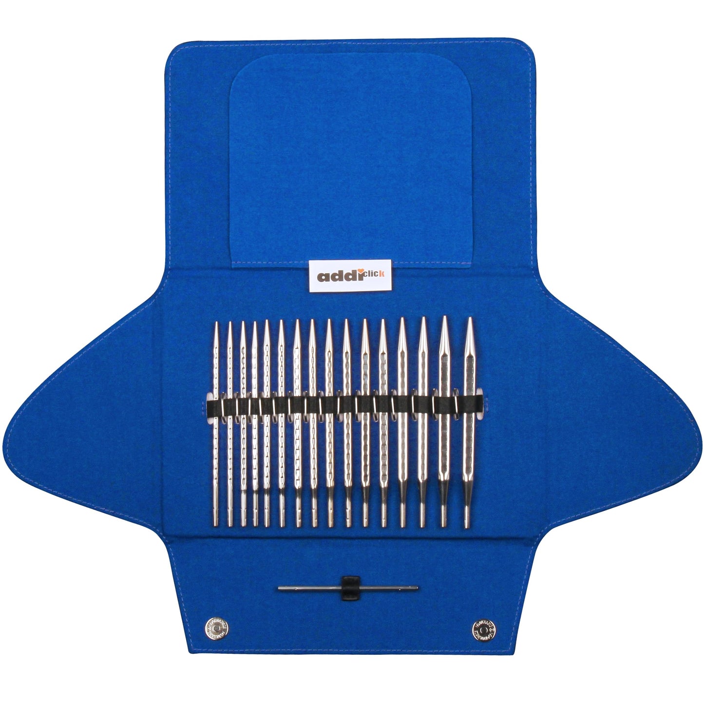 skacel by addi addiClick Interchangeable Knitting Needles Set, Circular Needle Kit with Standard Rocket 2 (Squared) Plated Brass Tips and Nylon Cords