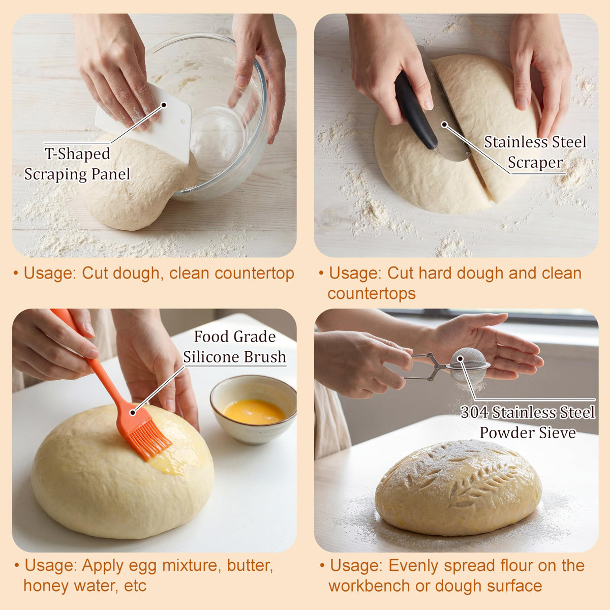 Complete Sourdough Starter Kit with 9" Round & 10" Oval Indonesian Rattan Proofing Baskets, Glass Mixing Bowl, Fermentation Cup, Bread Lame, Storage Bag, and other Tools for Homemade Bread Baking