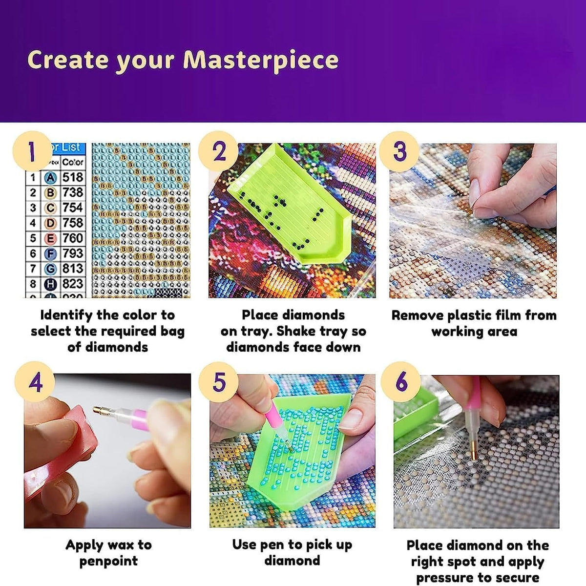 DOTZSO 6 Pack Diamond Painting for Adults 5D Diamond Painting Kit DIY Full Diamond Art kit with Diamond Painting Crystal Art and Craft for Beginners 12x16 inches (Landscape)
