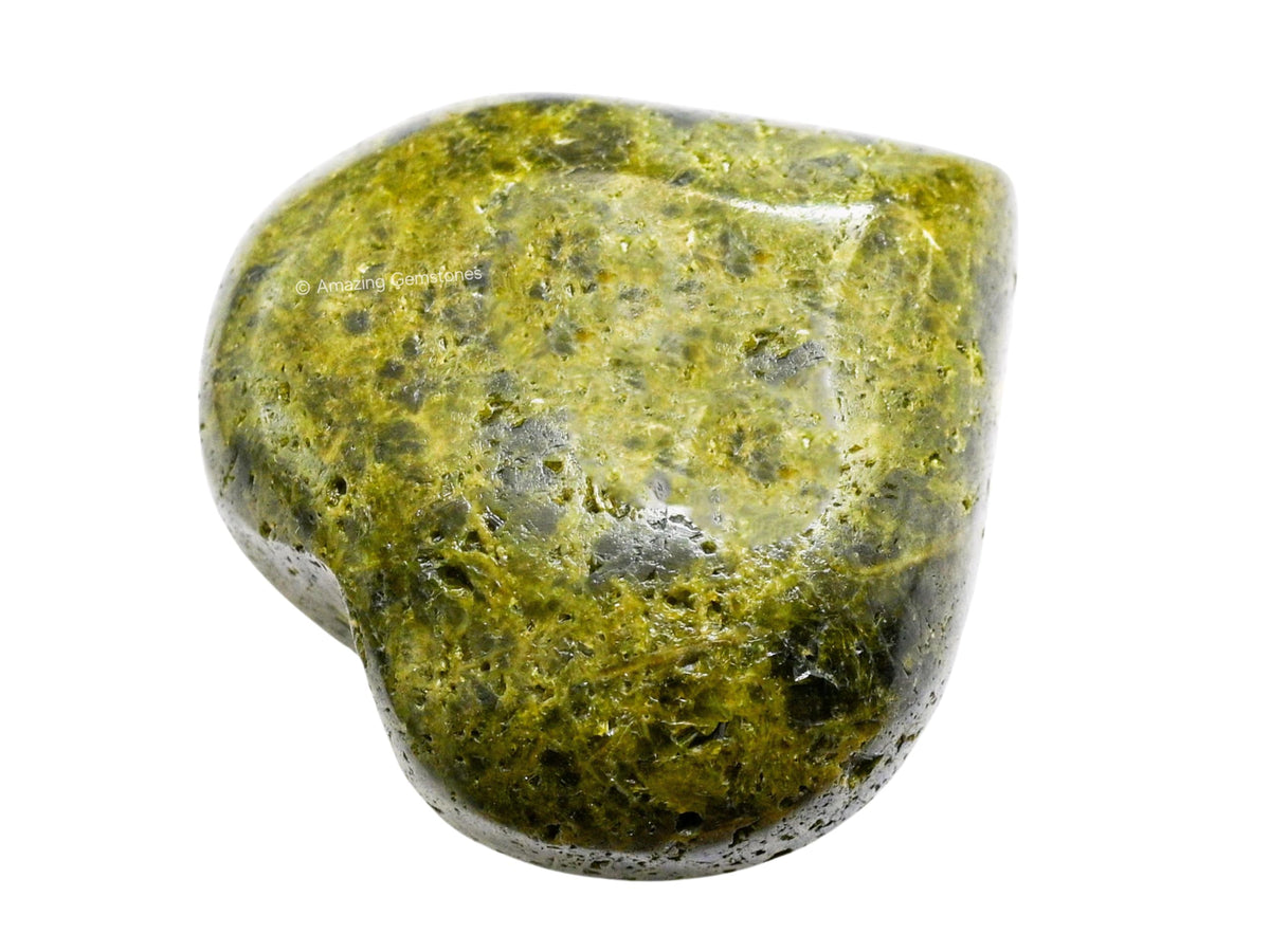 Amazing Gemstone Green Tourmaline in Matrix Crystal Heart Palm Stone - Pocket Massage Worry Stone for Natural Body Chakra Balancing, Reiki Healing and Crystal Grid