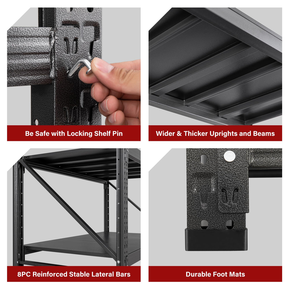 6000LBS Heavy Duty Garage Shelving Units,79" Wide & Deep Storage Shelves,Black Metal Garage Shelves,Large Storage Rack,Steel Shelf,Industrial Shelving for Shop,Warehouse,Basement,79" W x 24" D x 79" H