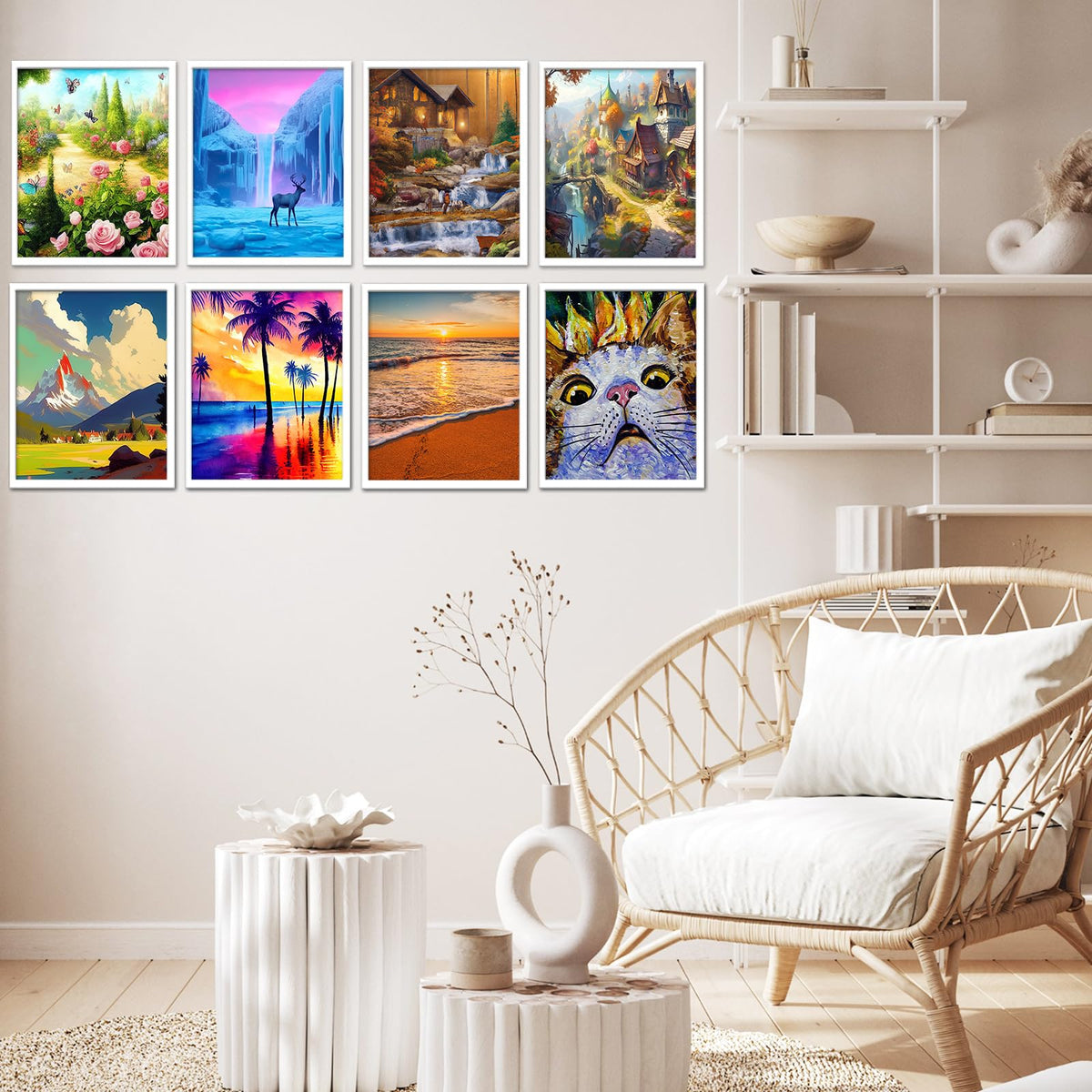 Fulmoon 24 Pack Diamond Painting Kits 11.8 x 9.8 Inch DIY 5D Abstract Landscapes Diamond Art Full Round Drill Crafts for Adults Kids Beginners Home Wall Decor Gifts