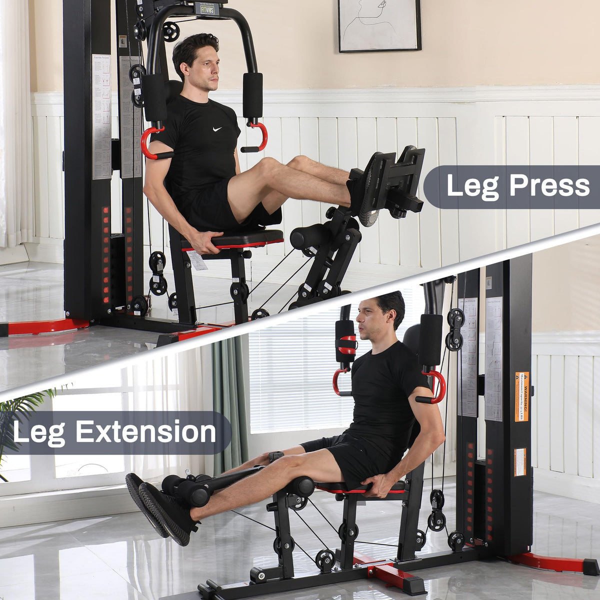 Fitvids Multifunctional Home Gym Equipment with 160 lbs Weight Stack, Full Body Workout Weight Machine, Strength Training Exercise Equipment with Pulley System & Leg Press, All-in-One Workout Station