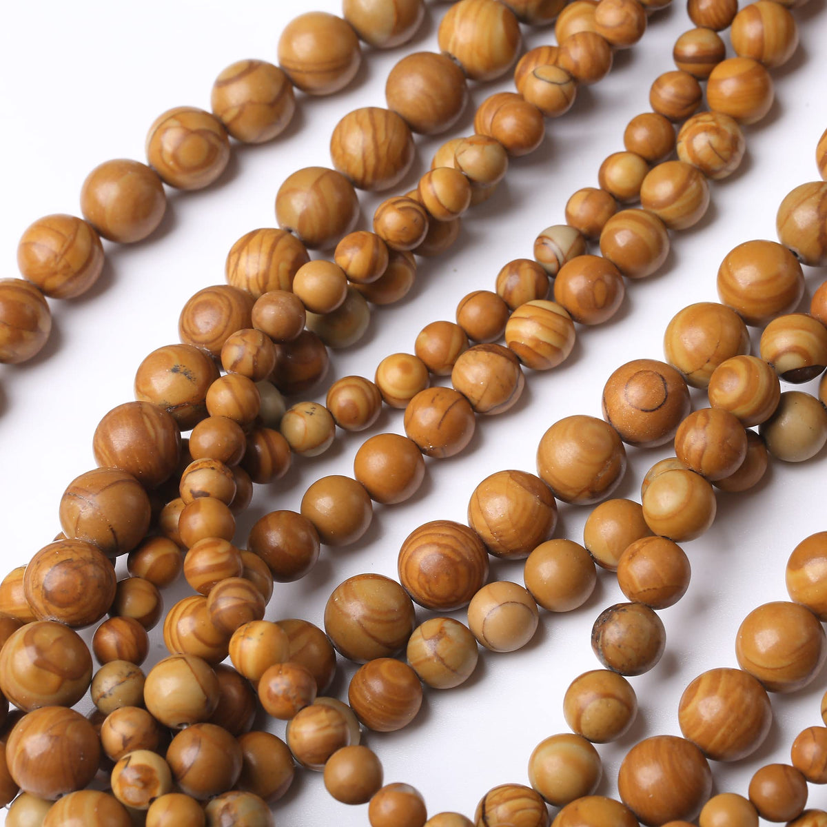 8MM Woodgrain Jasper Round Loose Beads Natural Gem Beads Crystal Energy Stone Beads for Jewelry Making DIY Bracelet Necklace