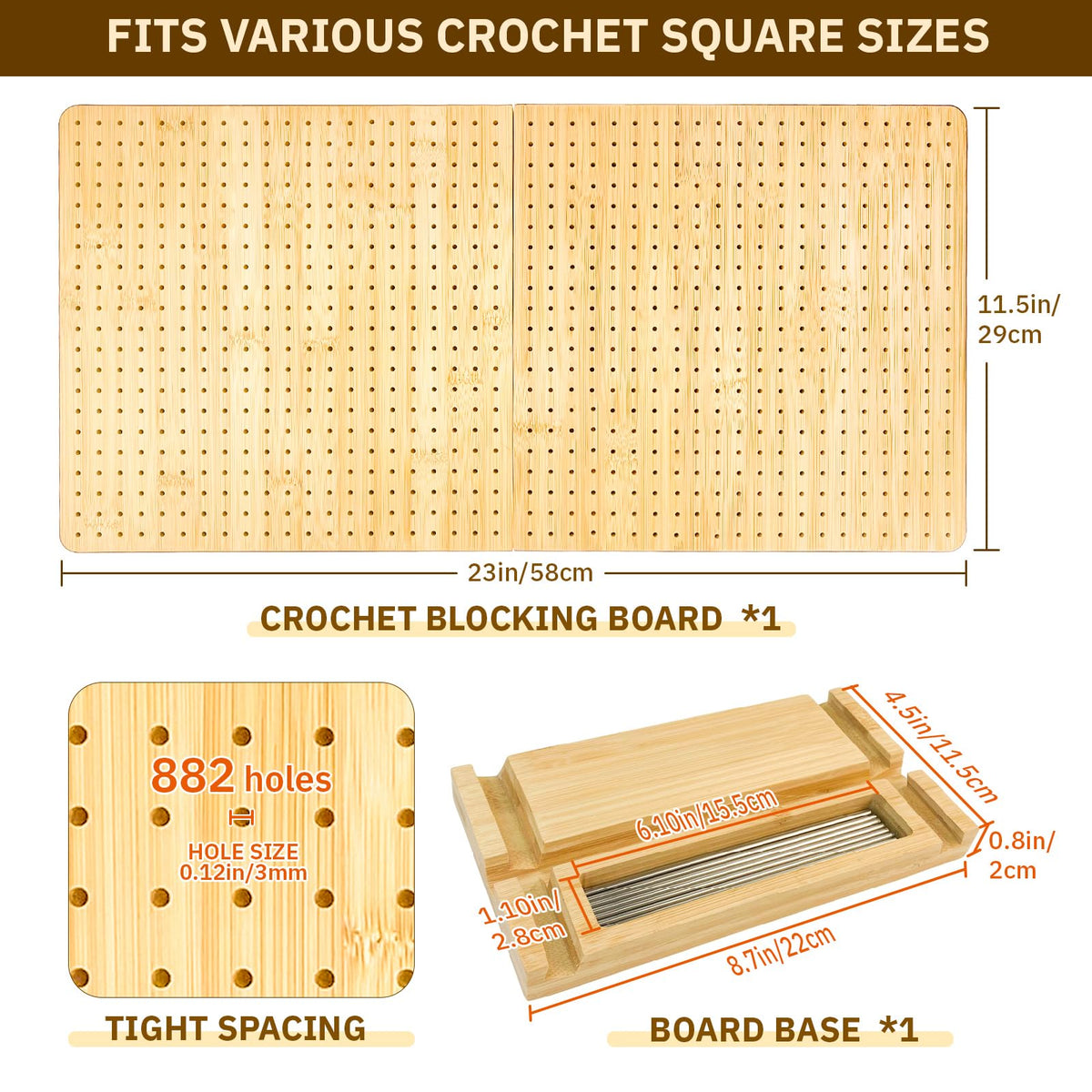 Crochet Granny Square Kit & Blocking Board Bundle