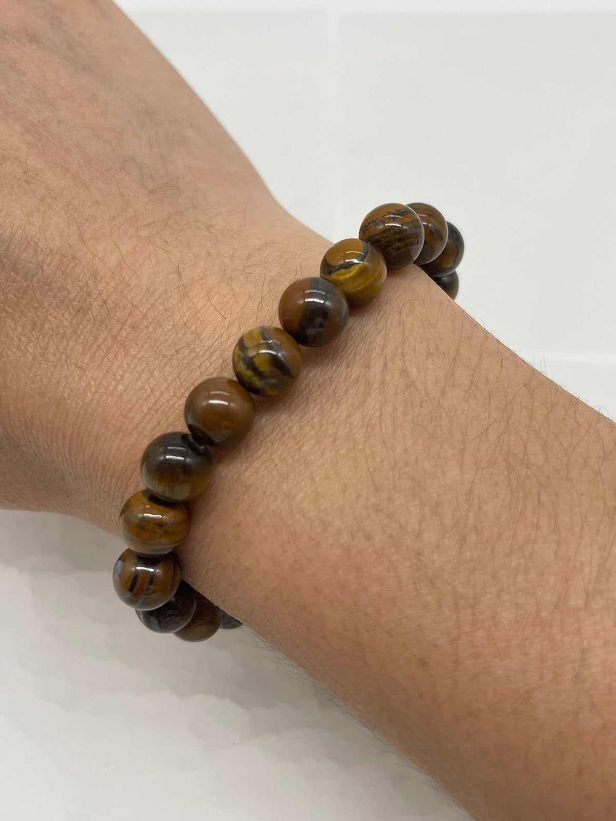 GAF TREASURES Tiger Eye Crystal Bead Bracelet 8mm, Genuine Tiger Eye Stretch Gemstone Bracelet, Healing Crystal Bracelet, Gift for Men & Women (1)