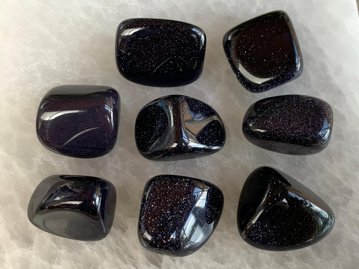 GAF TREASURES 5 Pcs Blue Goldstone Tumbled Stones, Polished Blue Goldstone Gemstone, Blue Goldstone Healing Crystals (Blue Goldstone)