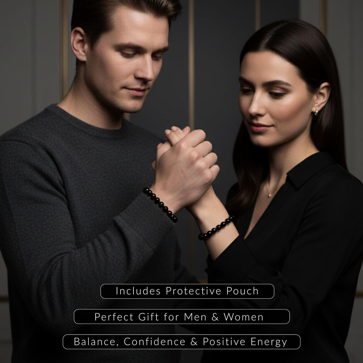 Cherry Tree Collection Black Obsidian Beaded Bracelet – Genuine 8mm Gemstone Stretch Bracelet for Men & Women – Handmade Crystal Bracelet - (Black Obsidian - M)