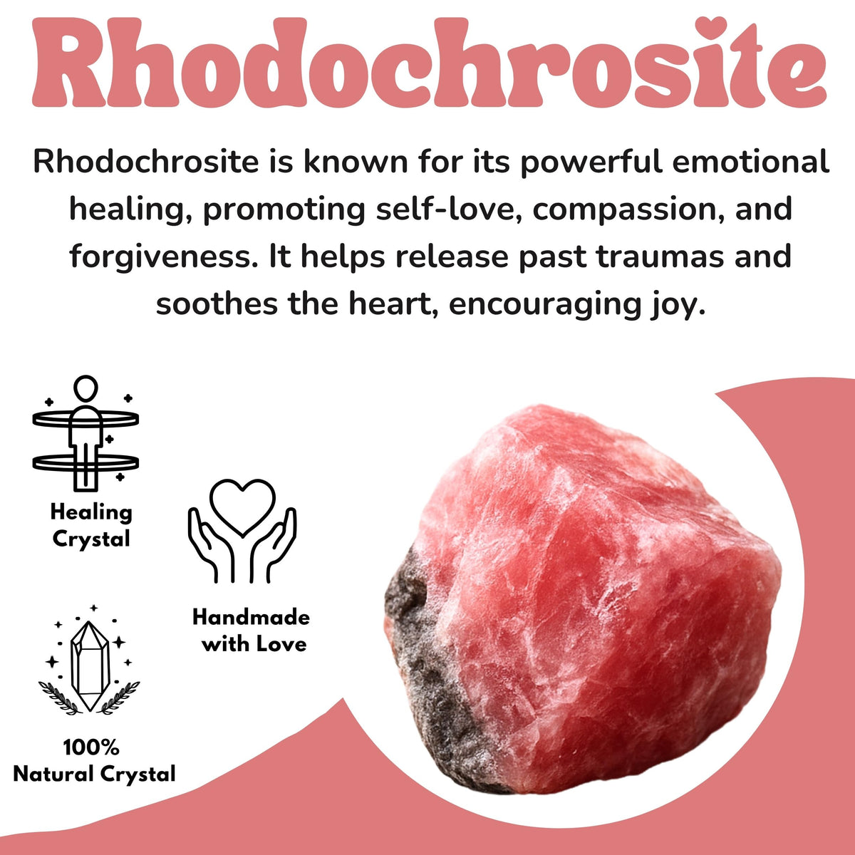 Amazing Gemstone Rhodochrosite Raw Crystals and Healing Stones, Natural Rocks For Tumbling - DIY Raw Stones And Crystals (1 Piece)