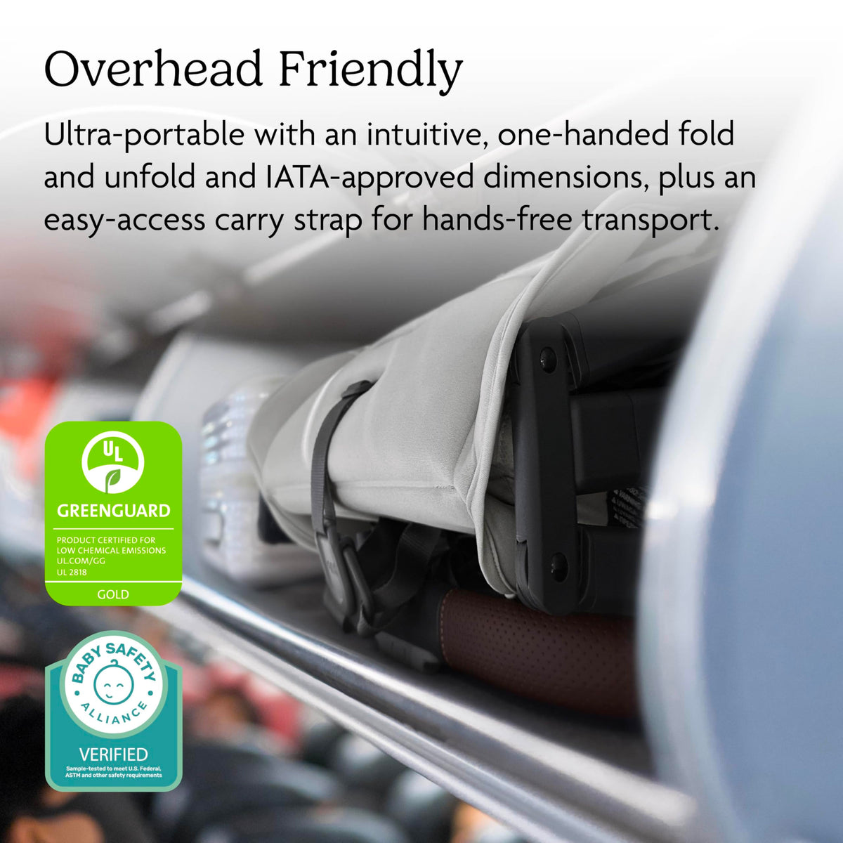 UPPAbaby Minu V3 Travel Stroller - Lightweight + Compact Design - One-Hand Fold + Unfold - from Birth + Overhead Compatible - Greyson (Charcoal Mélange/Carbon Frame/Saddle Leather)