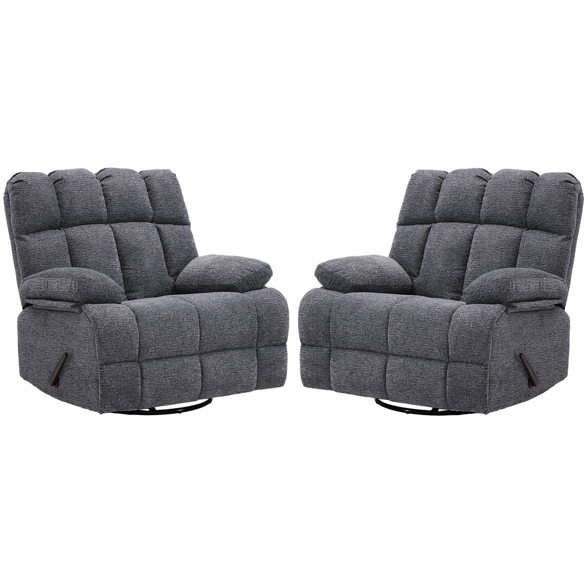 Eiayeebil Oversized Swivel Rocker Recliner Chair Set of 2 for Adult, Rock Recliner for Big Man, Extra Wide Manual Recliners, Overstuffed Soft Rocking Sofa Chair,Light Grey