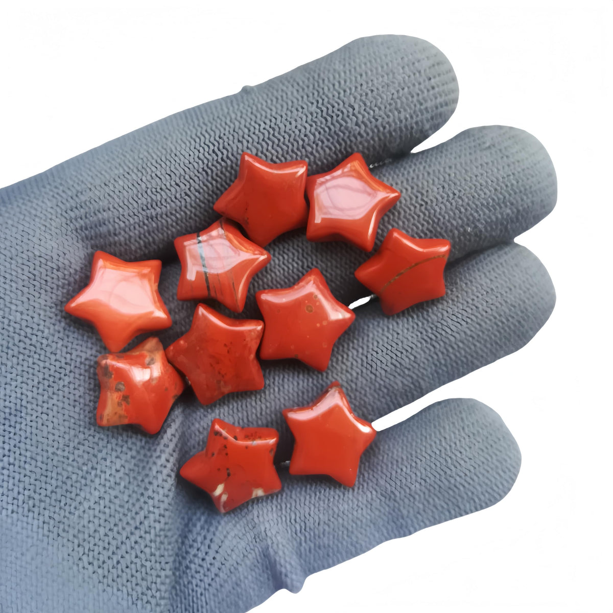 Sunshcat Natural Red Jasper 10Pcs Star Shaped Thumb Crystals and Healing Stone,0.6" Haped DIY Jewelry