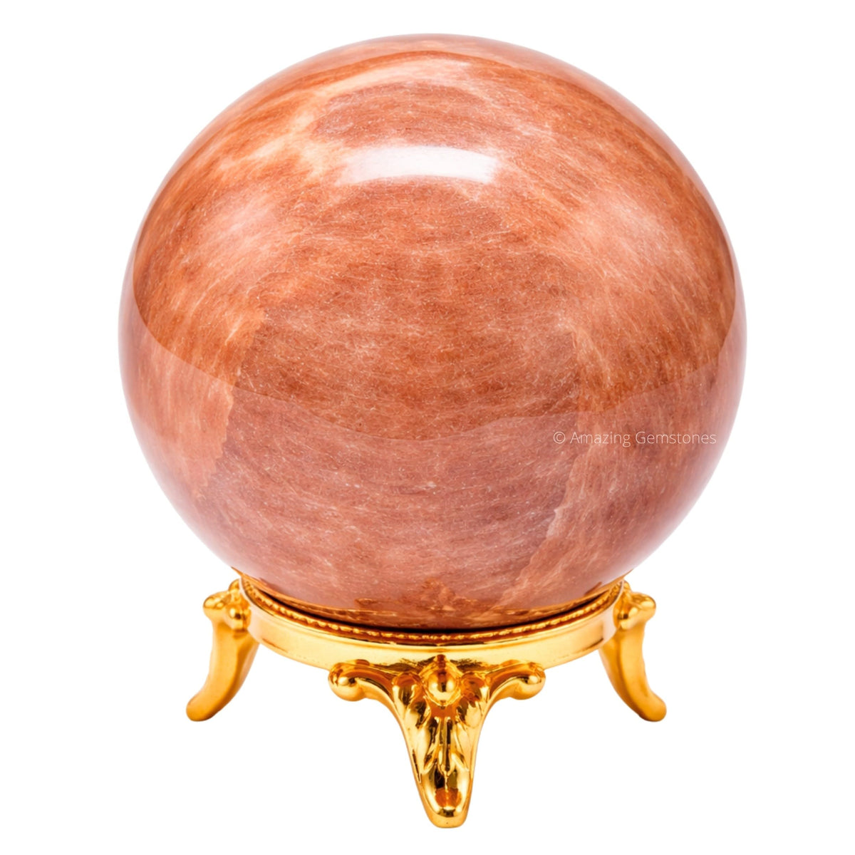 Amazing Gemstone Peach Moonstone Crystal Ball with Stand - 2 Inches Crystal Sphere Meditation Balls for Witchcraft and Decorative Balls
