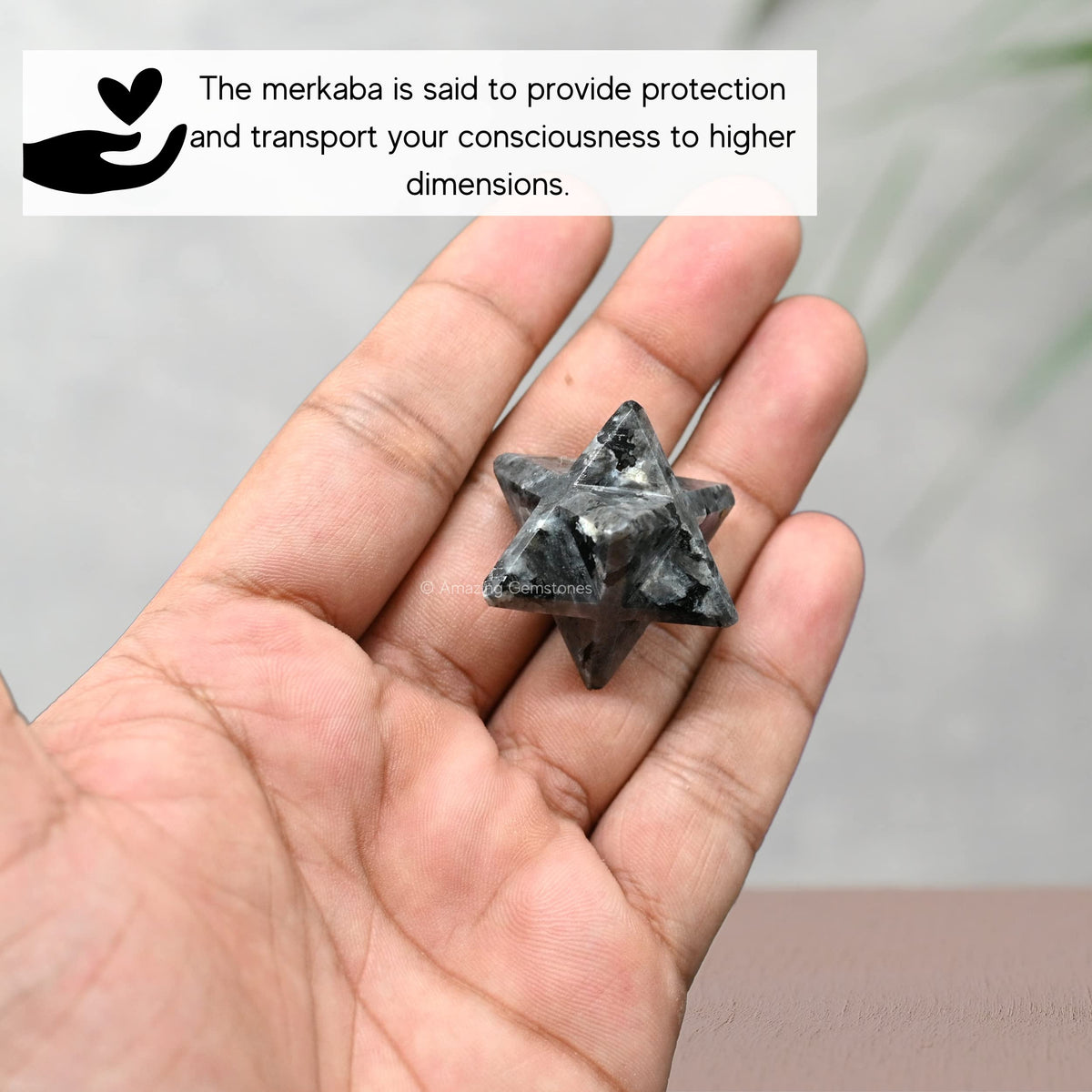 Amazing Gemstone Larvikite Merkaba Crystal - 1 Inches Metaphysical Merkaba Star for Meditation - Energetic Tetrahedron Crystal and Healing Stones for Spiritual Growth and Healing (20-25mm)