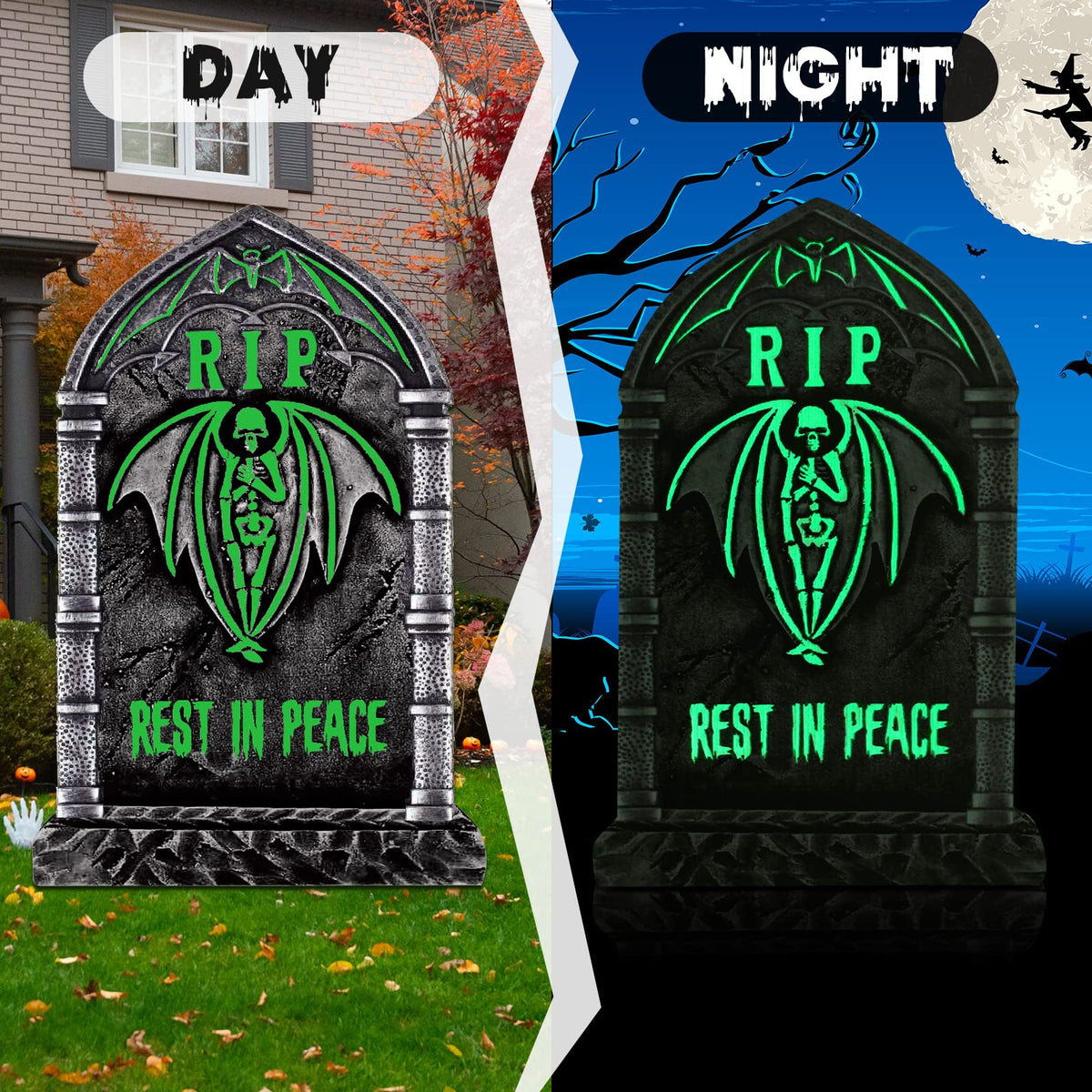 6 Pieces Halloween Decorations Yard Signs Stakes Fluorescence Warning Signs Props Outdoor Decor Scary Creepy Theme Garden Signs for Haunted House Outside Garden Lawn Yard (Novelty Style)