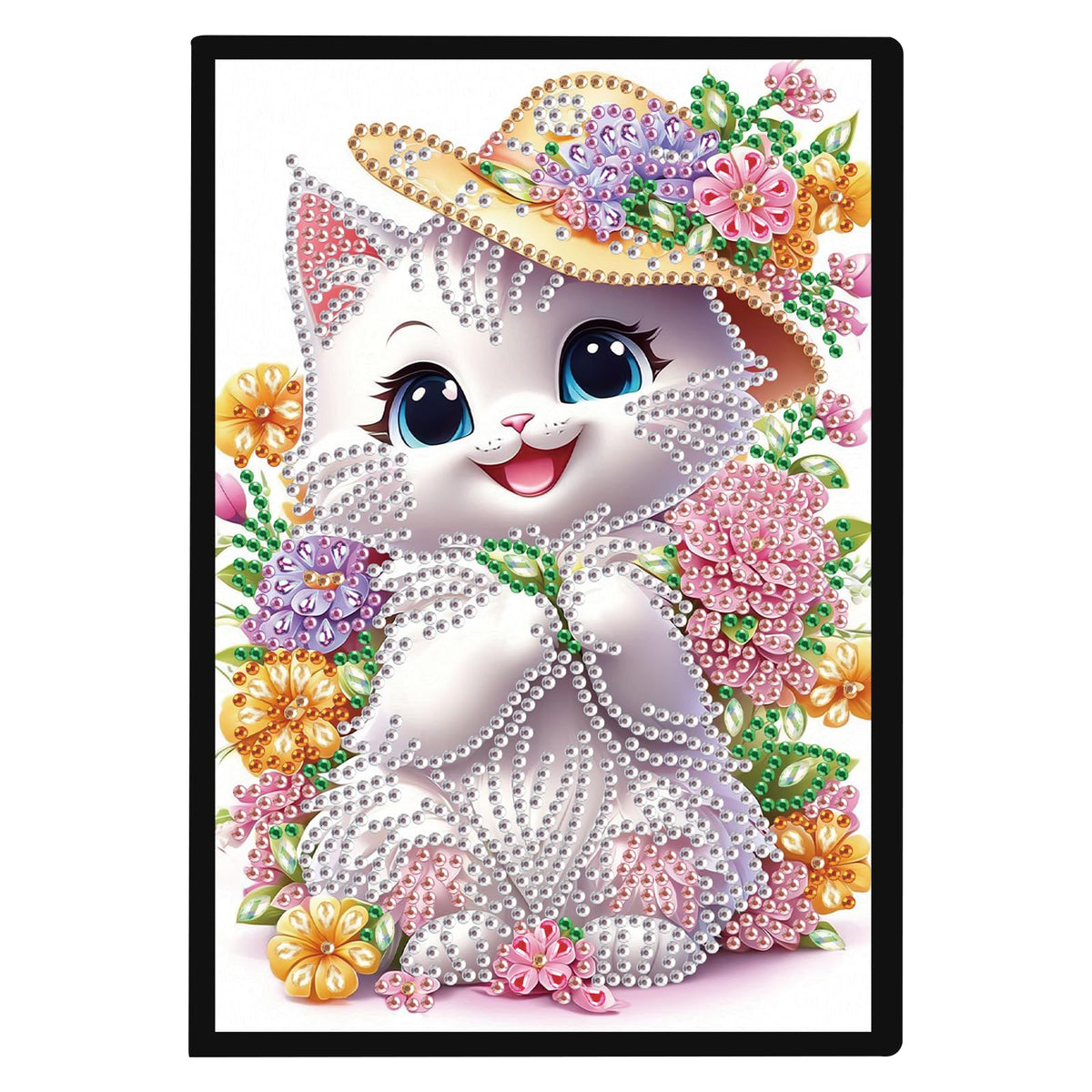SHEGZHUC Diamond Painting Notebook Journal A5 Blank 14.5x21cm/5.7×8.26in Diamond Painting Composition Journaling Notebooks Notepad Sketchbook Diary Special Drills Girls Gifts || Cat Animal Flowers