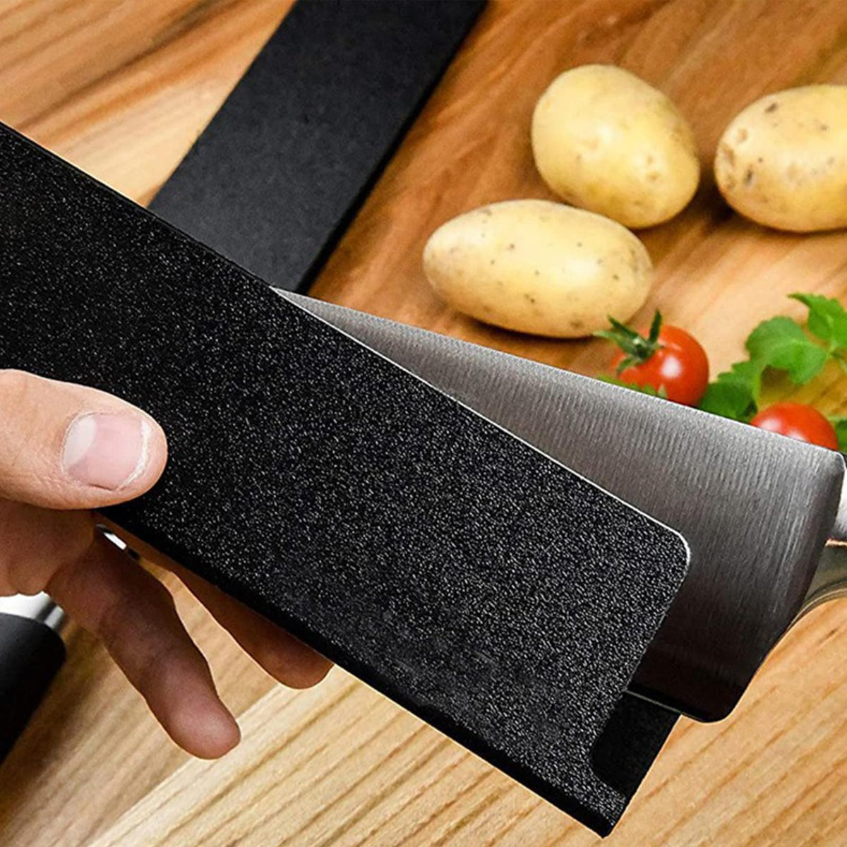 RISHTEN Knife Guard 8 Inch x 2 Inch 3 Pack Universal Waterproof Blade Edge Cover Knife Sleeves Protectors Guards for Kitchen Knives Extra Strength, Black