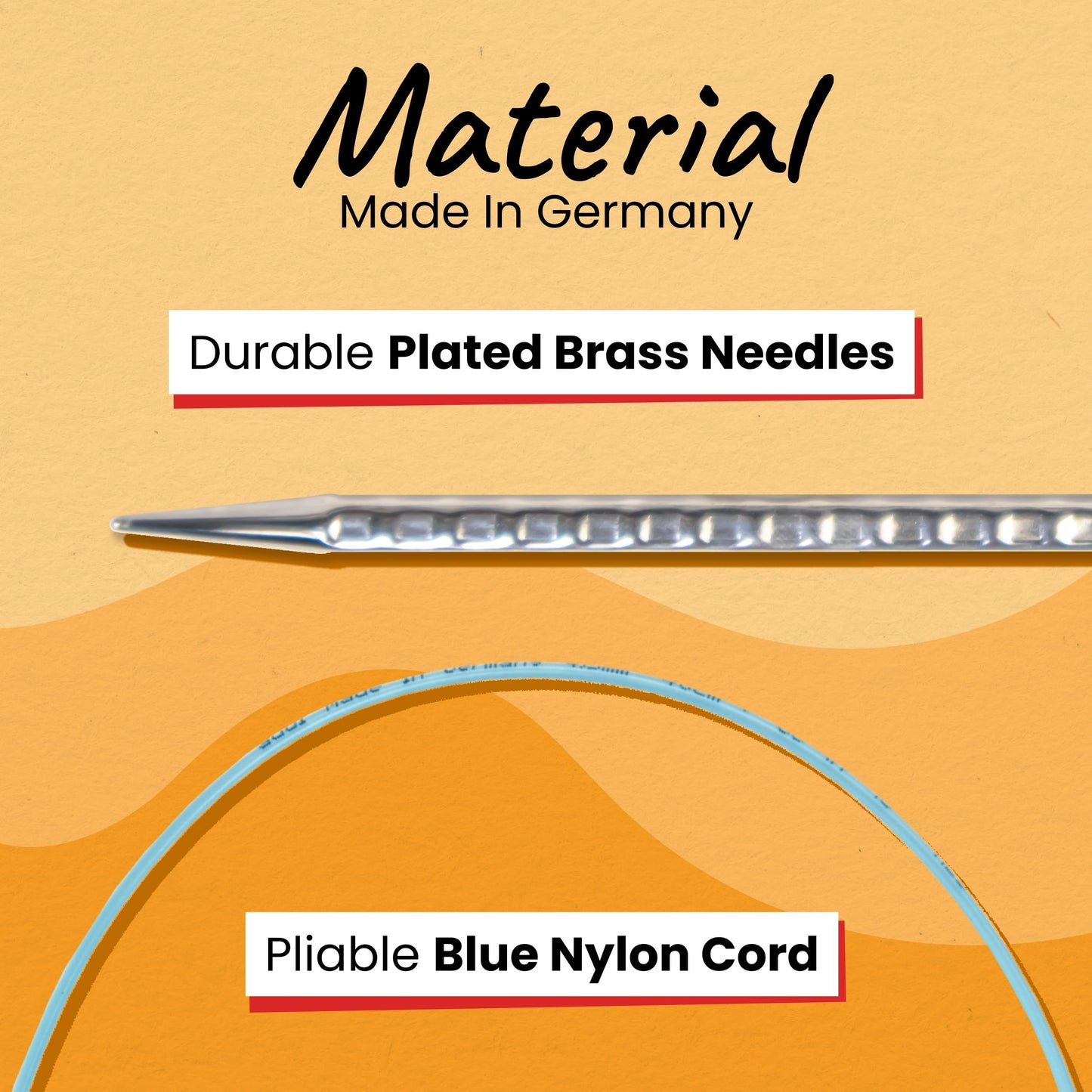 skacel by addi Rocket 2 (Squared) Circular Knitting Needles, Fixed 20 Inch (50 cm) Plated Brass Tips with Flexible Nylon Cord, 5 mm (US Size 8)