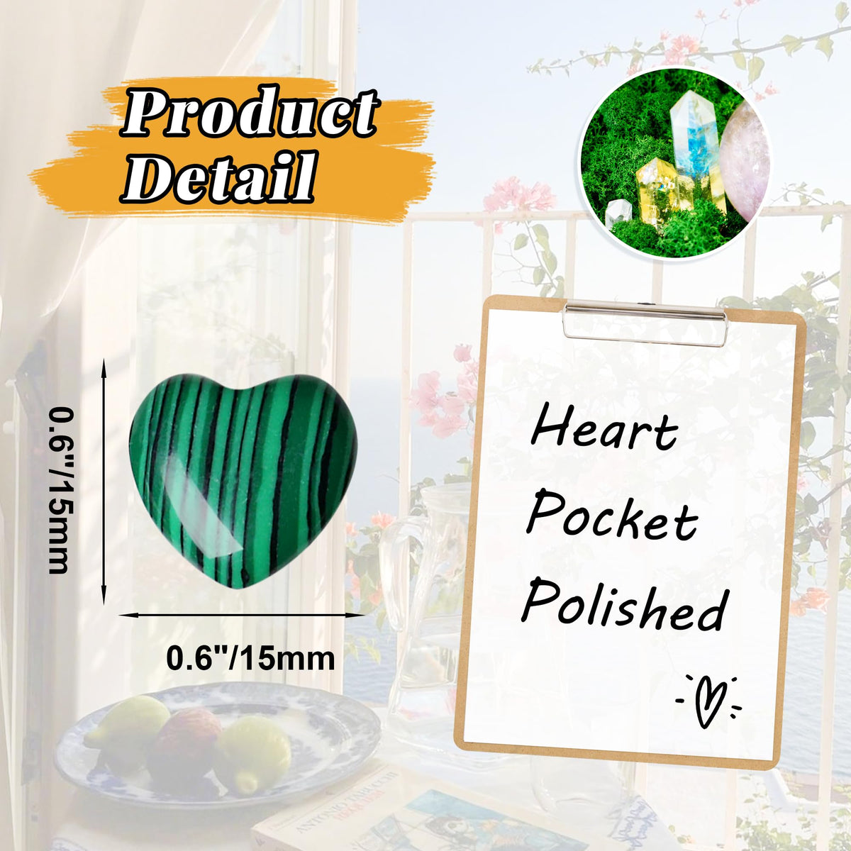 YATOJUZI 20PCS Malachite Heart Healing Crystals Malachite Crystal Set Green Love Stones Polished Stone Bulk Wholesale Mini Pocket Gemstones Reiki Energy Gifts for Women