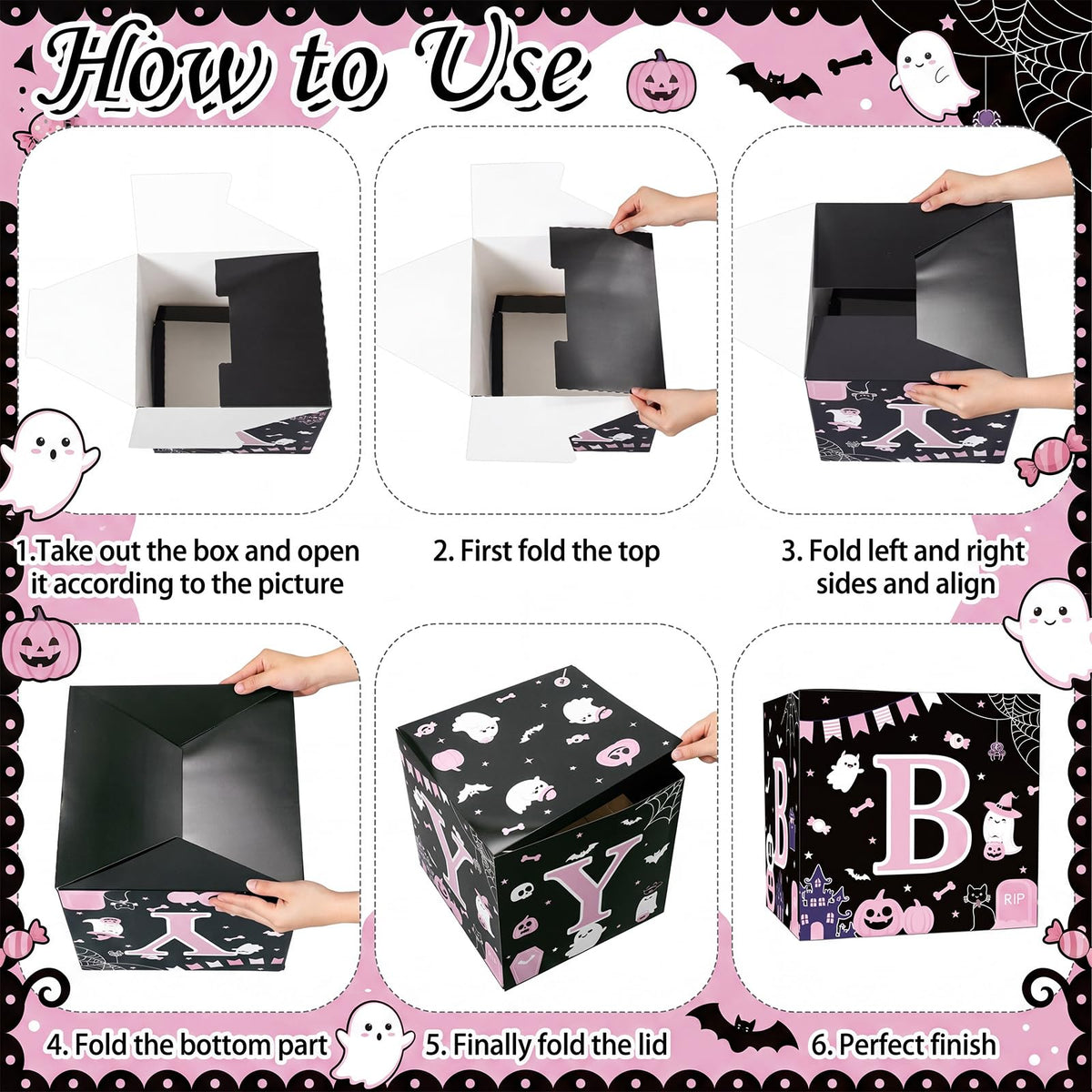 AmazingSpark 4 Pcs Pink Ghost Halloween Baby Shower Boxes with Letters Halloween A Little Boo Is Almost Due Candy Box Decor with Letters Blocks Baby Shower Centerpiece for Party Backdrop