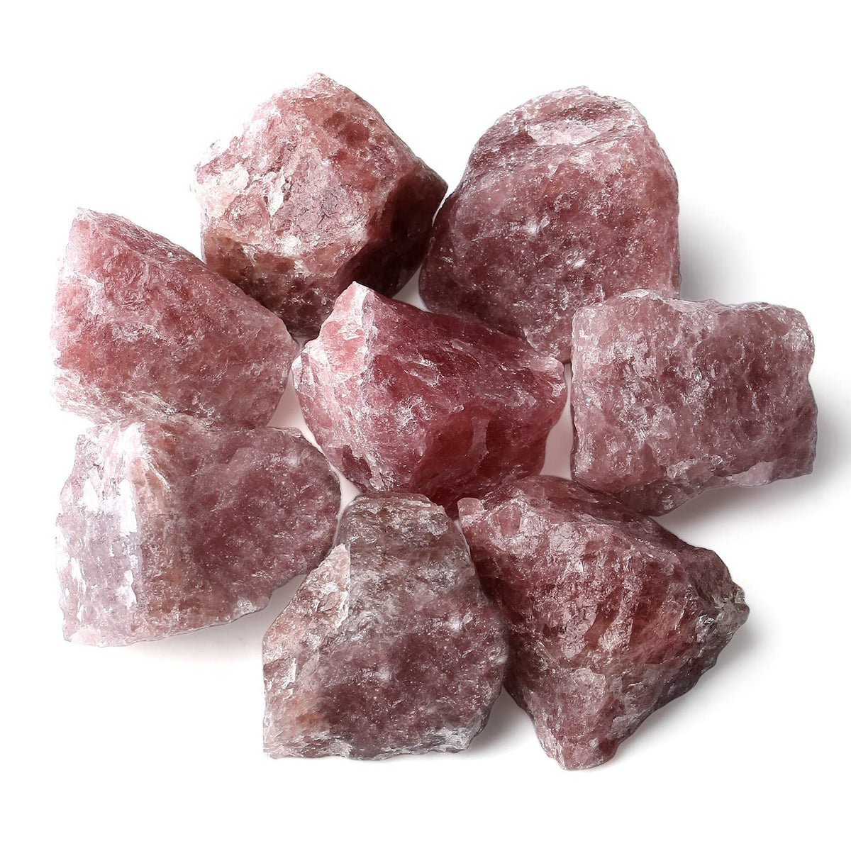 ZHIYUXI 2" Strawberry Quartz Crystal Raw Crystals Bulk Natural Crystals and Stones Large Crystals Big Huge Rocks for Tumbling Witchcraft Wire Wrapping Fountain Rocks Cabbing Room Decor 4Pcs